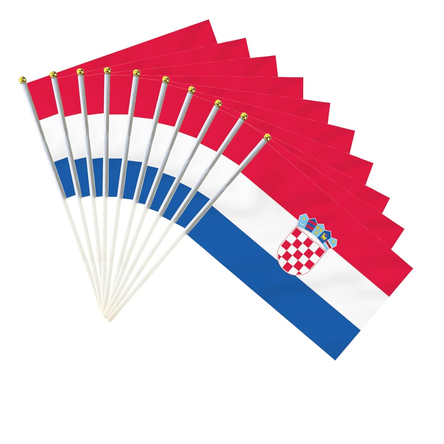 10 PCS Handheld Croatia Flag,8.5&times;5.5 Inch Hand Held Mini Croatian Flags Banner for Indoor Outdoor Parade Waving the Tlag and Shouting image number 2