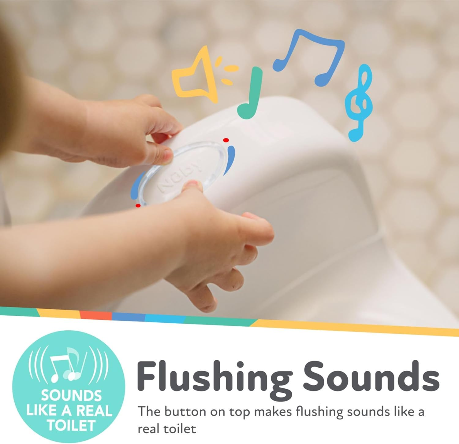 Nuby My Real Potty Training Toilet with Life-Like Flush Button & Sound for Toddlers & Kids, White image number 2