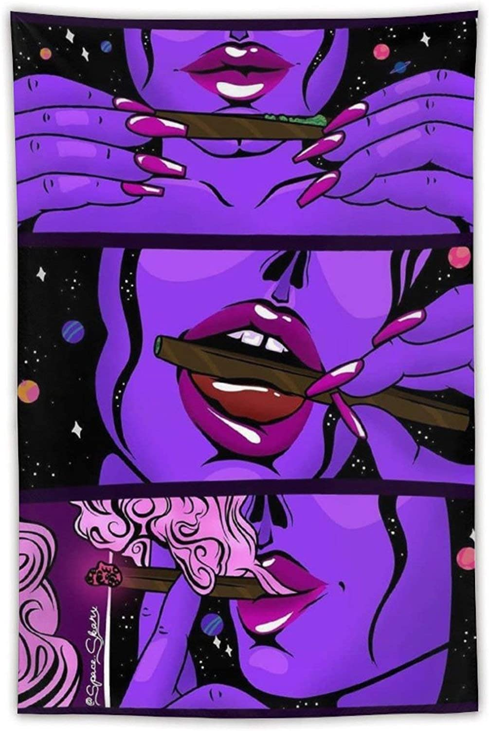 Niyoung Hippie Hippy Wall Tapestry Trippy Smoke Cool Girl Art Large Mysterious Tapestry Wall Hanging Tapestry for Bedroom Dorm Accessories Mandala Yoga Picnic Mat Ethnic Tapestry image number 3