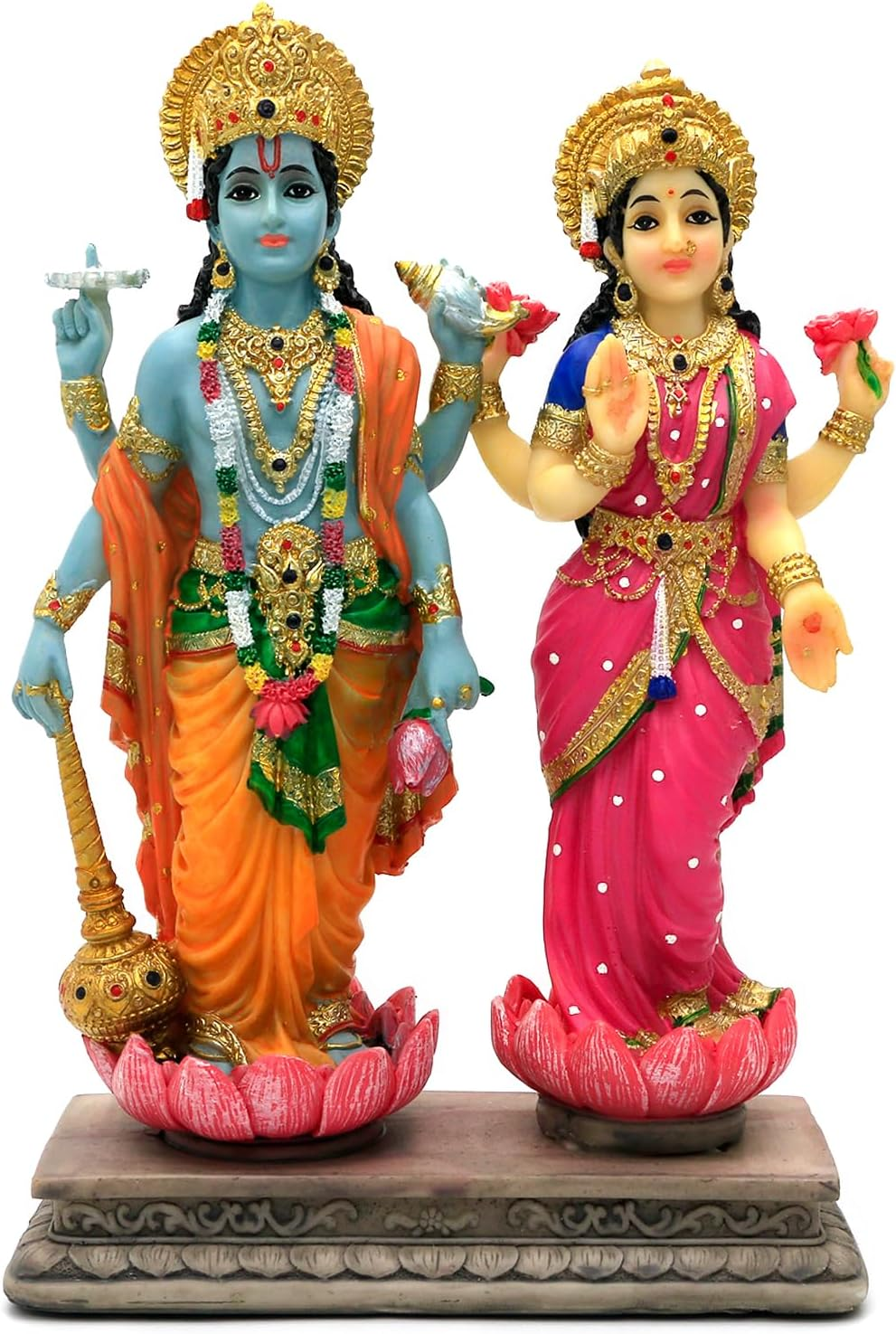 Hindu God Lakshmi Narayan Statue - 8.8&rdquo; H Laxmi Narayan Sculpture Indian Diwali Pooja Item Murti Gifts for Indian Couple Friends Family Diwali Gifts Home Office Mandir Temple Puja Decor image number 4
