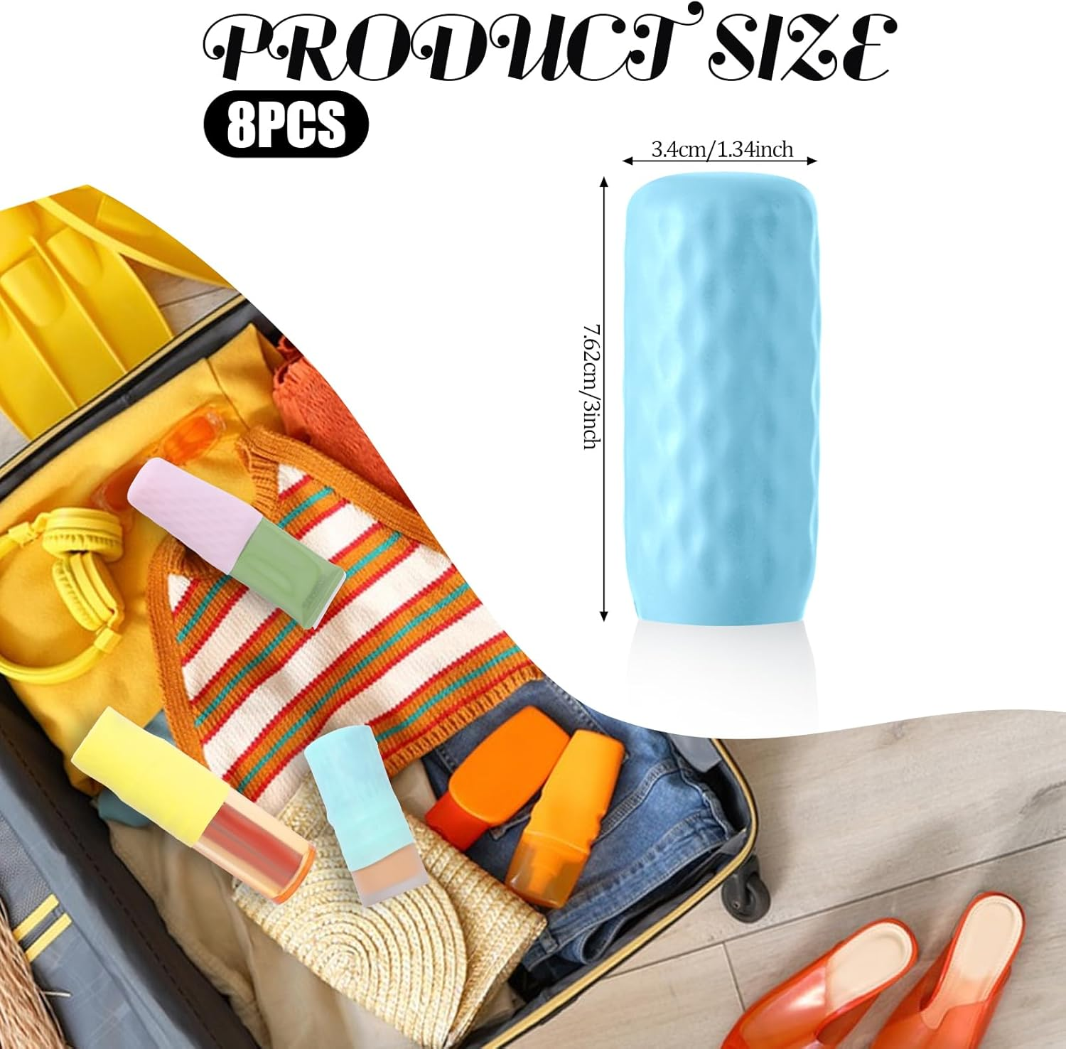 8Pcs Silicone Bottle Covers for Travel, Toiletry Skins for Leak Proof, Portable Leak Locks Travel Accessories, Cruise Ship Must Haves for Women Men, Toiletries for Various Travel Size Bottles image number 4
