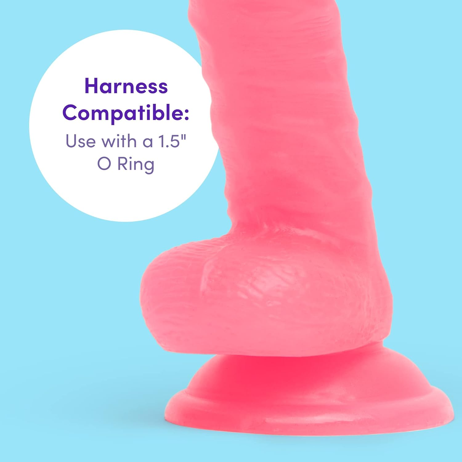 Lovehoney Realistic Dildo - 6.5 Inch with Suction Cup - Glow in the Dark Dildo - Waterproof - Pink image number 2
