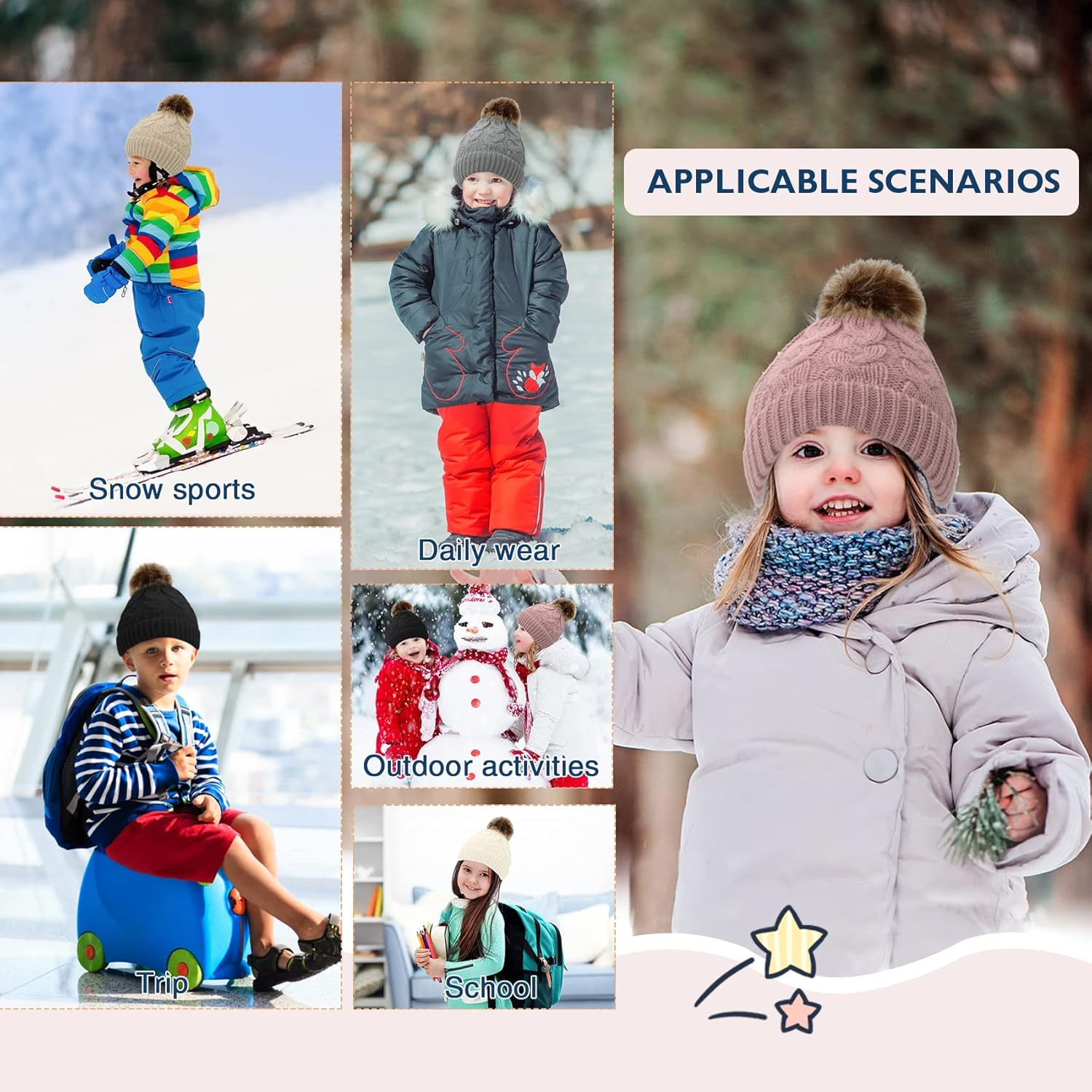 Durio Baby Girl Hats Knit Baby Winter Hat Cute Baby Beanies for Girls Boys Thick Warm Toddler Hat image number 1