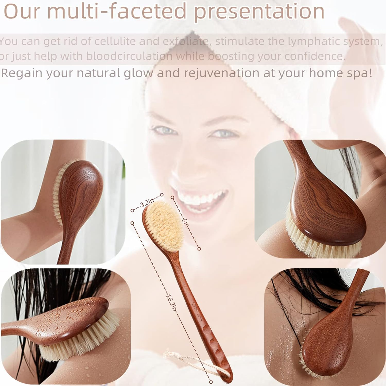 Focused on the Bathing Experience with Dry Brushing Body Brush, Long Wooden Handle with Back Scrubber ,Shower Brush for Exfoliator Skin and Remove Dead Skin Cells,For Advanced Users Dry Body Brush image number 6