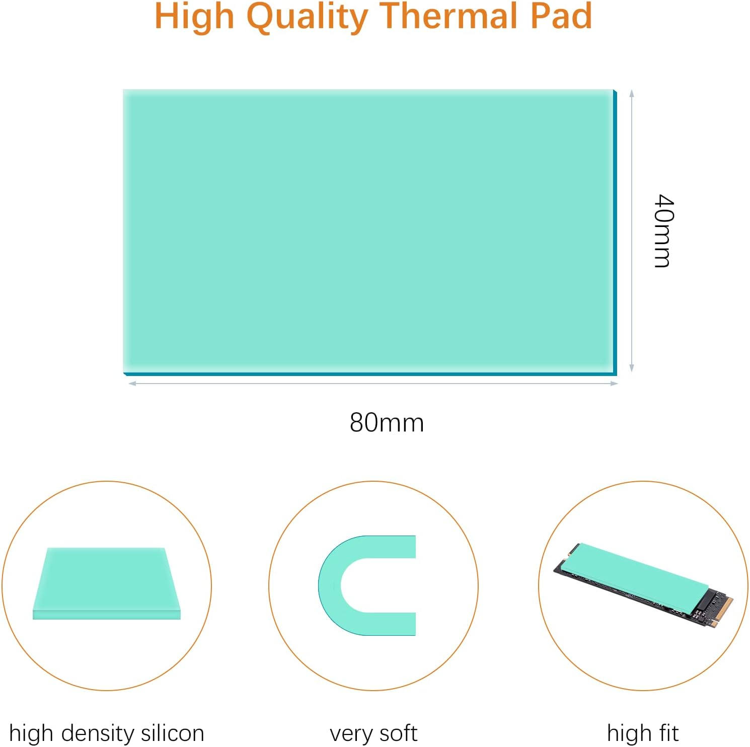 Thermal Pad SYY Silicone Thermal Pads 80X40X3Mm, High Temperature Resistance and Non Conductive for Laptop Heatsink/Gpu/Cpu/Led Cooler image number 2
