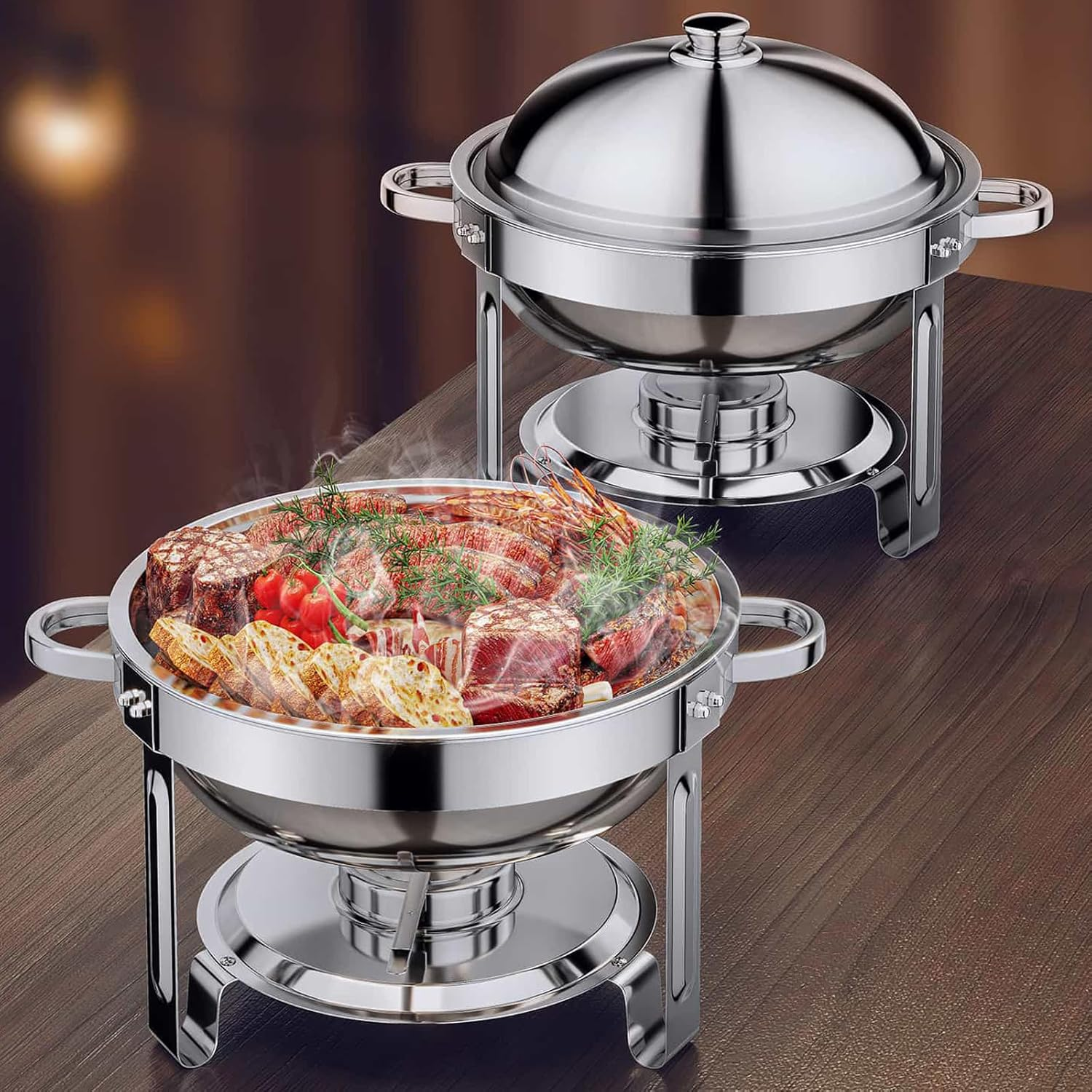 Anycoo 5.5QT Chafing Dishes for Buffet 2 Pack, Staineless Steel Chafing Dish Buffet Set, Buffet Servers and Warmers with Lid for Any Events image number 5