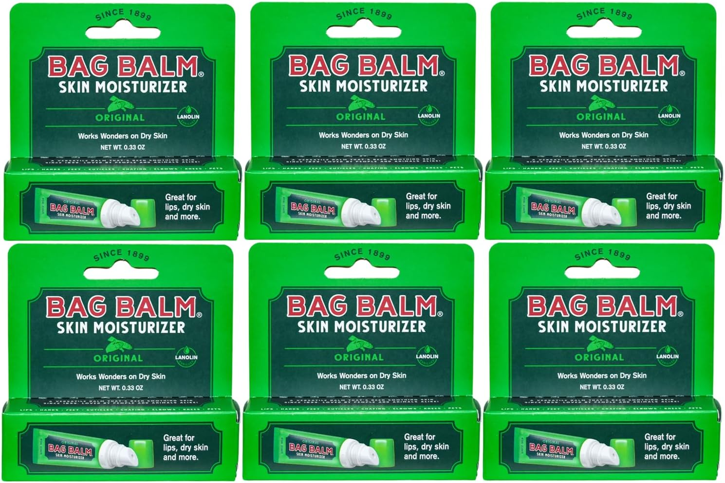 Bag Balm Original On-The-Go Lip Balm Tubes for Chapped Lips, Dry Hands, Skin Irritations and More (Pack of 6 Tubes) image number 6