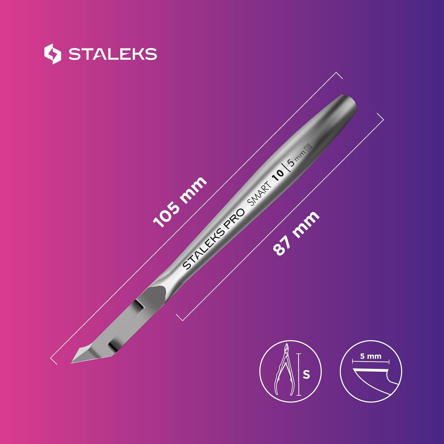 Staleks Pro SMART 10 Cuticle Nippers ? 5 Mm Blades ? Satin Finish ? Stainless Steel ? Professional Skin Nippers for Classic Manicure & Hardware Use image number 3