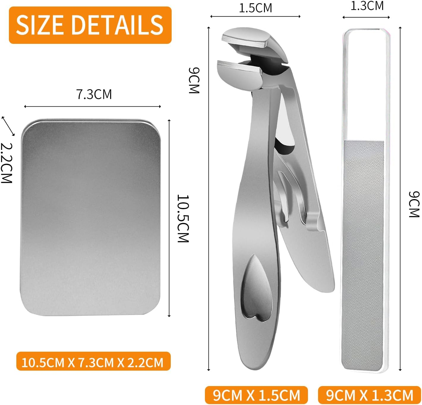 Angled Head Nail Clippers,Toenail Clipper with Metal Nail File for Men and Women,Silver image number 6