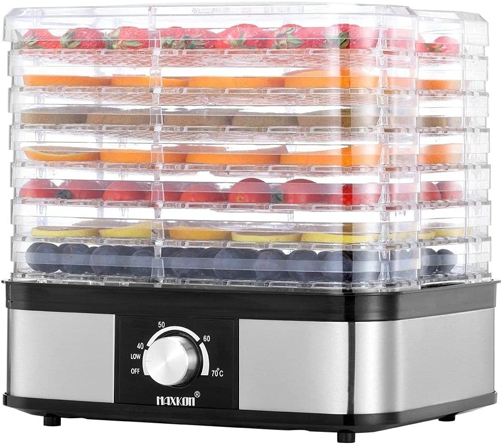 Food Dehydrator Fruit Meat Dryer Beef Jerky Maker W/ 7 Adjustable Trays - Black