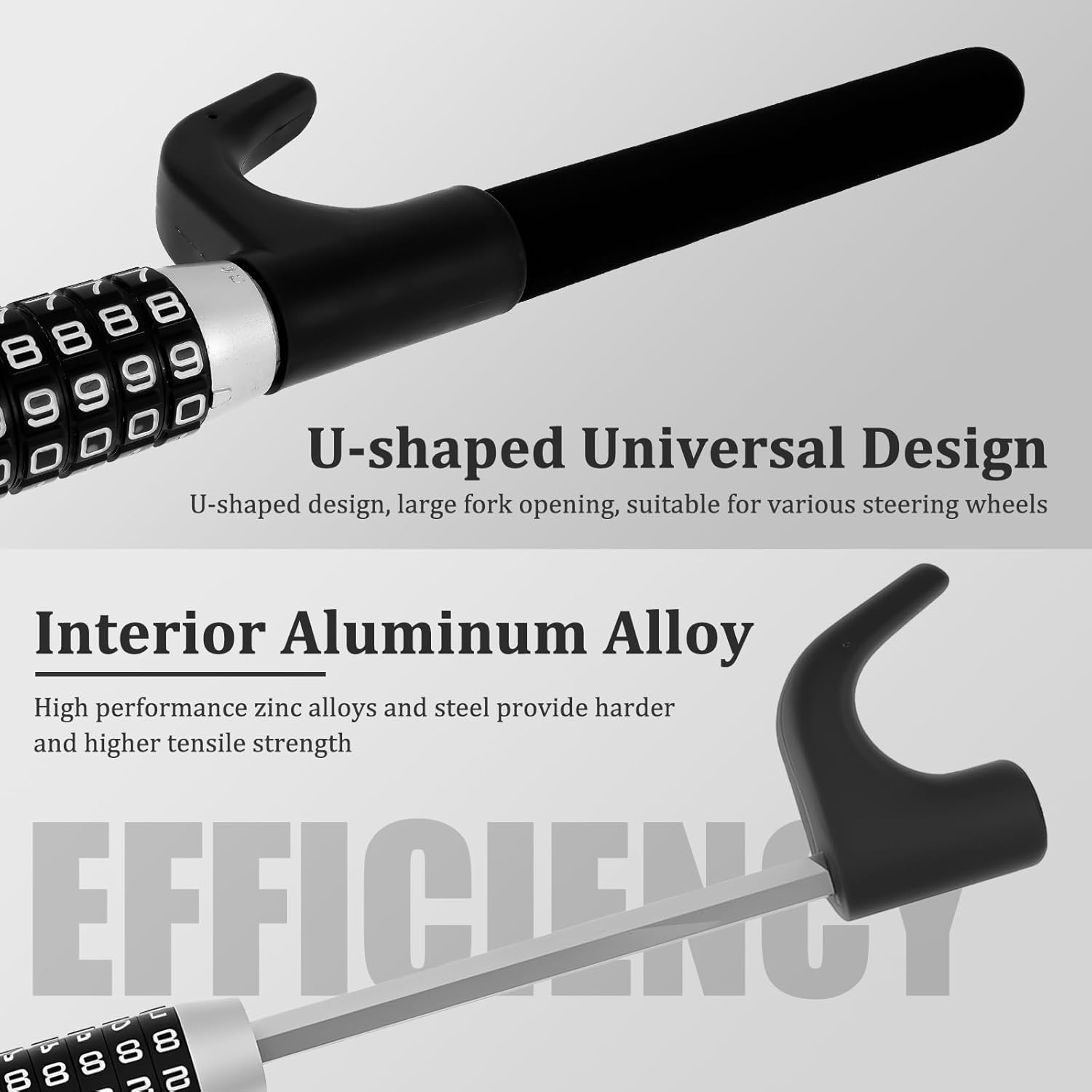 Steering Wheel Lock Keyless Retractable Car Security anti Theft Lock Combination Double Hook 5 Coded Combination Lock for Car Universal Model for Cars Suvs Vans Trucks (1Pc) - 2Pcs image number 5