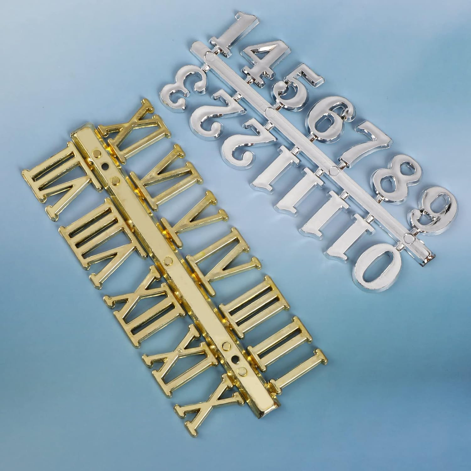 SING F LTD 12Pcs Clock Numerals Kit Clock Numerals Accessories Roman Numerals Arabic Number in Black Silver Gold DIY Digital Clock Numbers for Home Art Decor image number 2