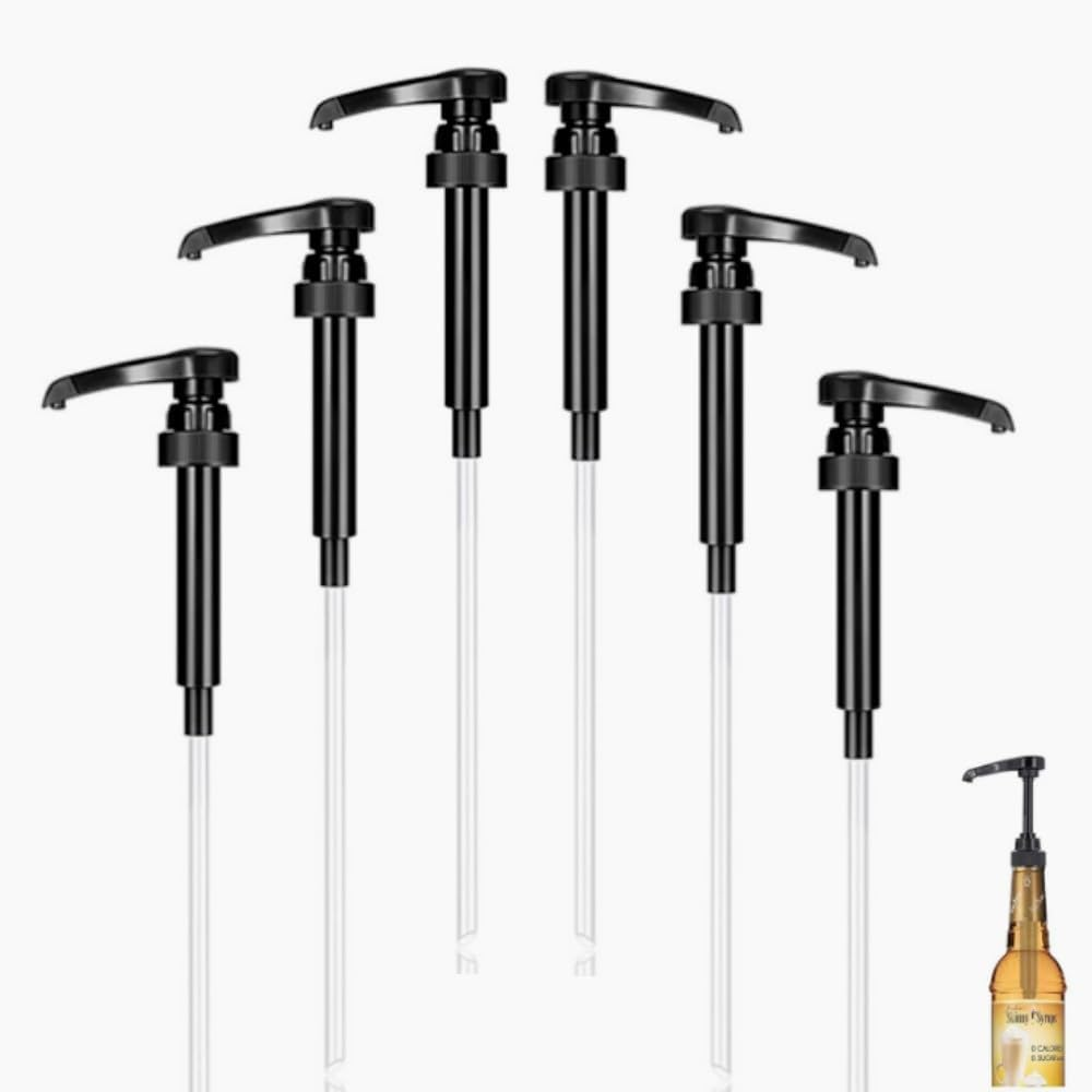HIDOSNG Coffee Syrup Pump, 6Pcs Black Dispenser for Coffee Syrup Bottle Pump Dispenser, 750Ml Coffee Pump Dispenser Caramel Syrup Pumps Maple Syrup Dispenser