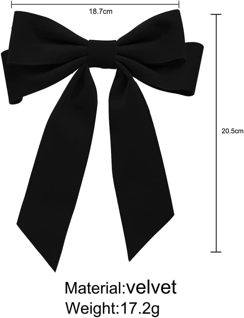 Black Velvet Hair Bow Clips Alligator Clips for Hair Bows French Barrette Hair Clips for Women Girls Large Bowknot Hair Clip for Bride Wedding Hairpin image number 4