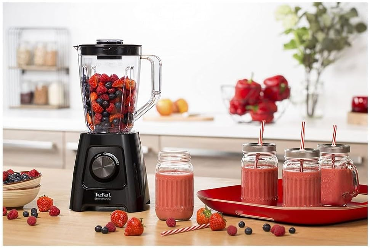 Tefal Blendforce II Blender, 2L Plastic Jug, 1.25L Effective Capacity, 600W, 4 Removable Stainless Steel Blades, Smoothie Blender, Ice Crush, 2 Speeds + Pulse Kitchen Blender, Black, BL420840 image number 1