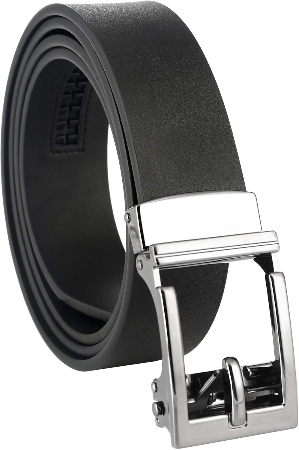 Gelante Genuine Leather Ratchet Dress Belt with Automatic Sliding Buckle - Minimalistic Style-Trim to Fit