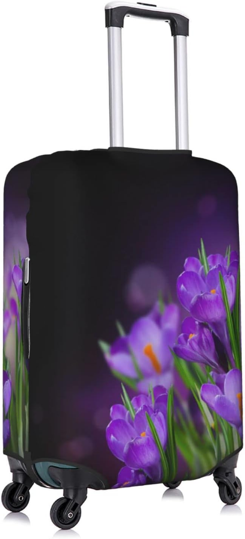 Green Leaves and Purple Flowers Luggage Cover Washable Suitcase Protector Anti-Scratch Suitcase Cover Fits 18-32 Inch Luggage image number 2