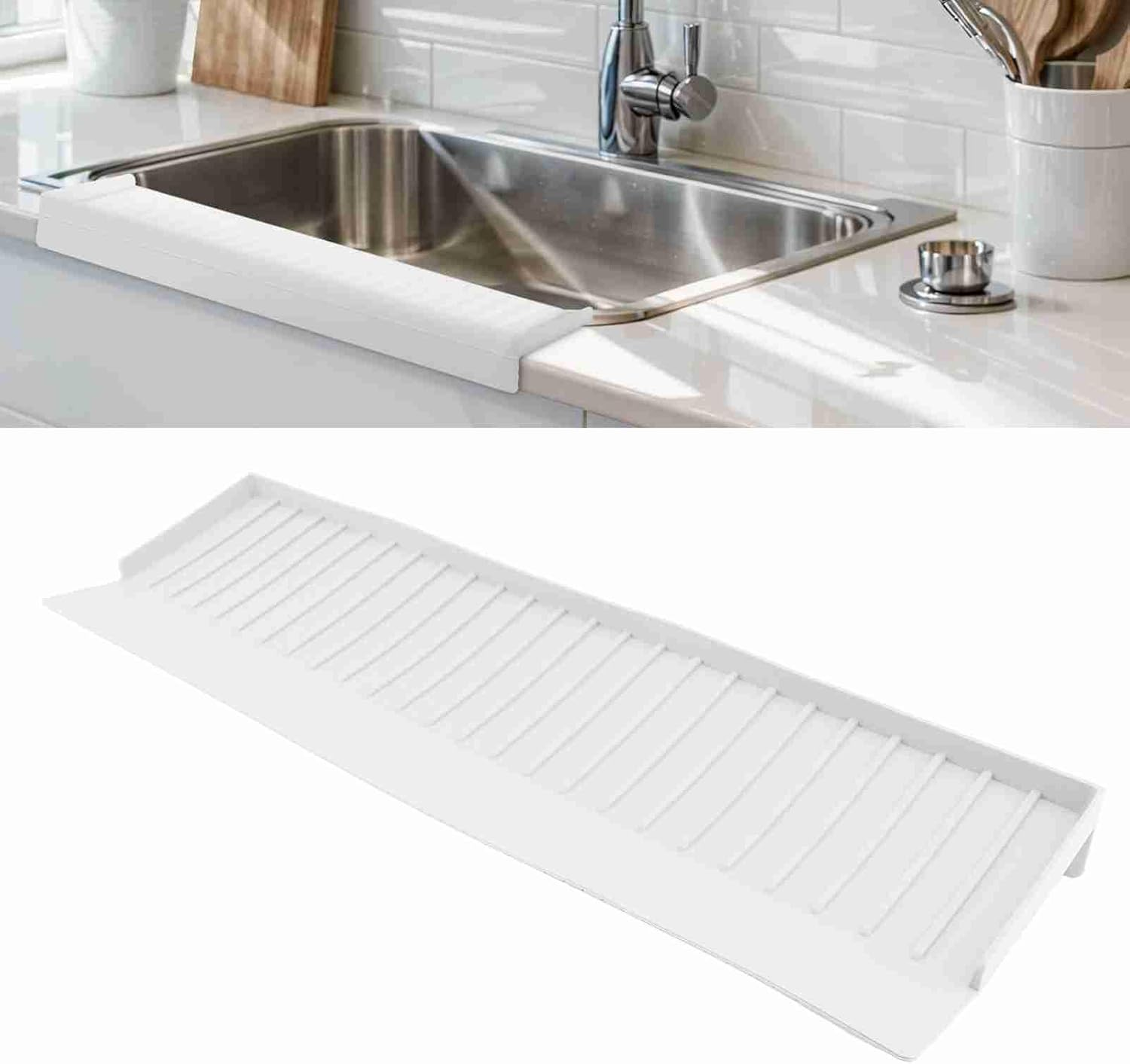 4X20 Silicon Sink Edges Protectors for Kitchen Sink, Kitchen Sink Guard, Expandable Size, Silicon Sink Protector (White) - Gray image number 2
