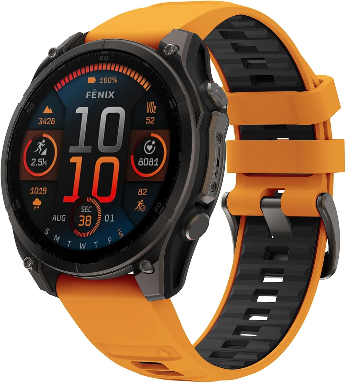 Haotop Sport Silicone Replacement Strap 22Mm Compatible for Garmin Fenix 8/Fenix 7/Fenix 6/Fenix 6 Pro/Fenix 5/Fenix 5 Plus/Forerunner 955/Forerunner 945/Forerunner 935/Approach S60 (Black/Orange)