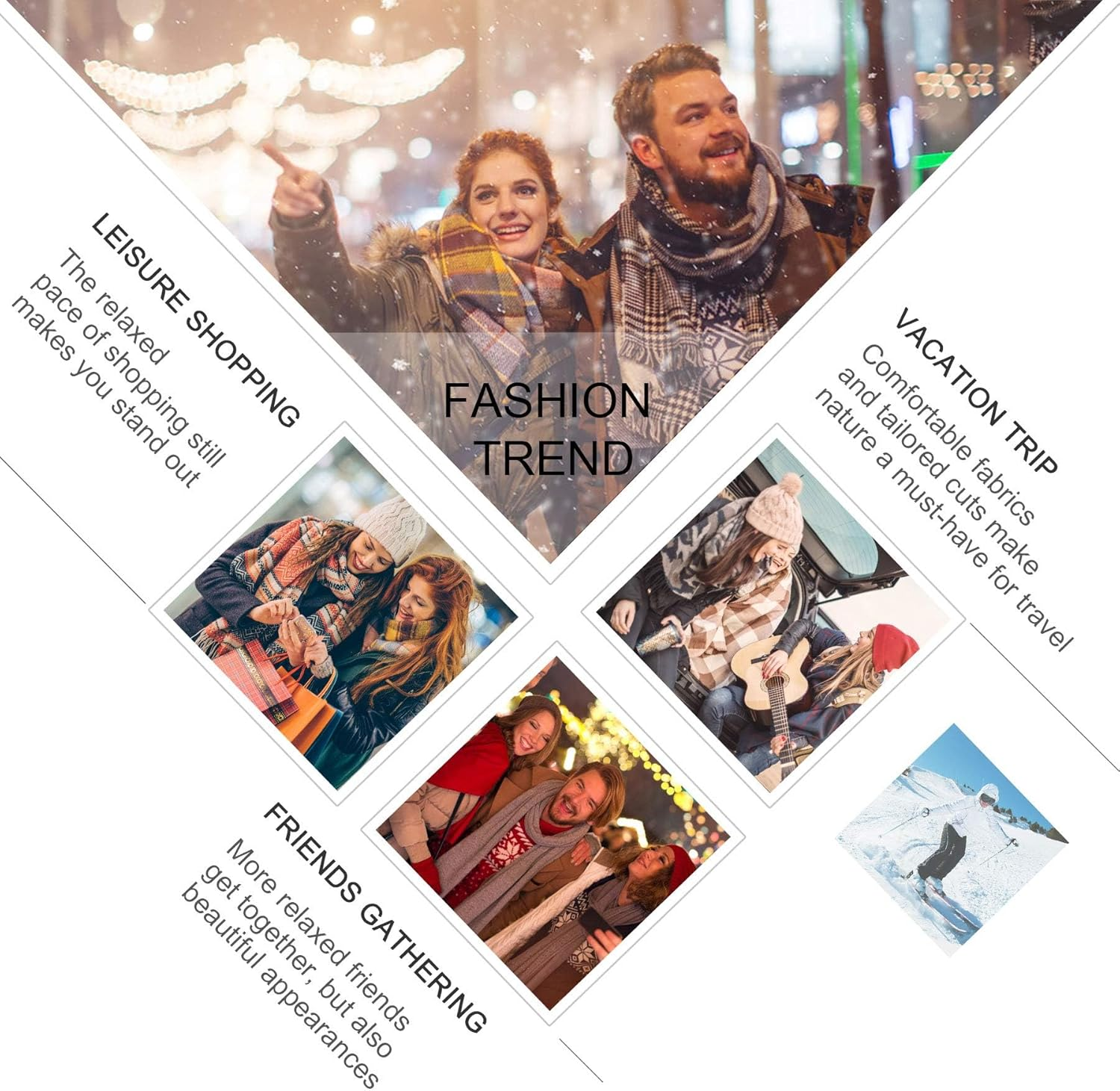 Women Tartan Scarf - Winter Long Scarves Plaid Warm Wraps Wool British Style for Ladies Spinning Tassel Shawl Long Stole image number 3