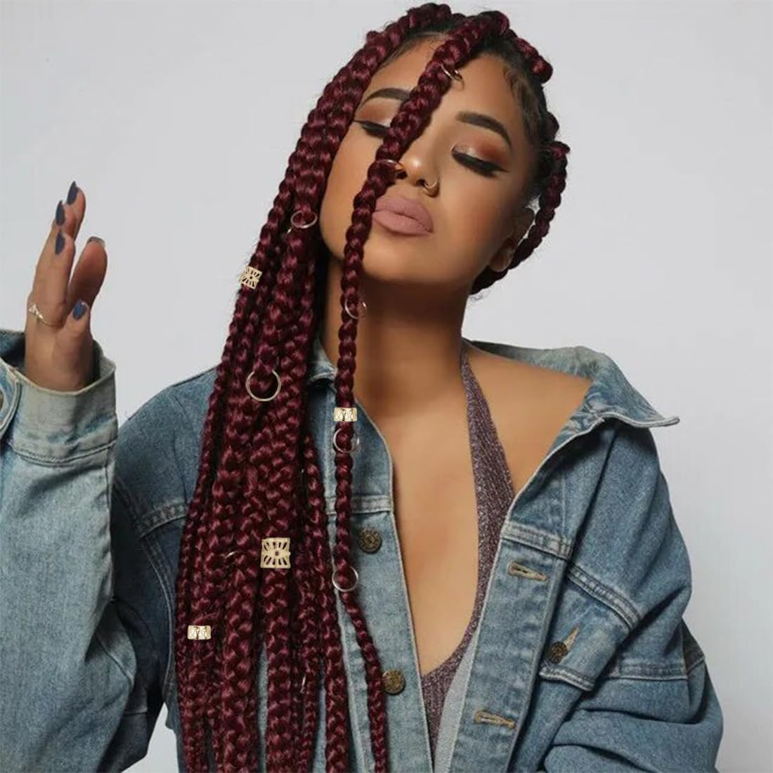 80 Pieces Gold Hair Accessories for Braids, Jewellery for Hair, Cuff Clips for Dreadlock Accessories, Hair Spiral Clips Hair Accessories for Dreadlocks for Men, Women, Girls and Boys Braids image number 2