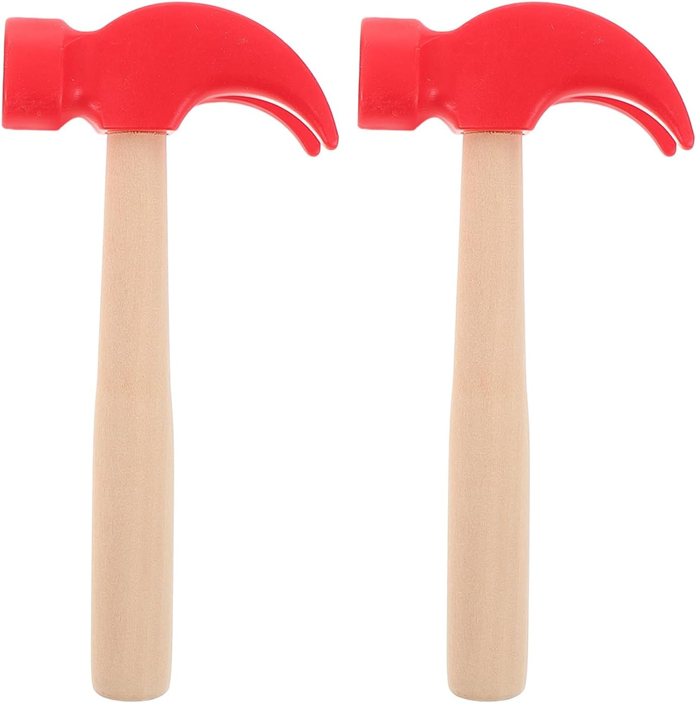 TOYANDONA 2Pcs Wooden Hammer Toy Set - Construction Theme - Improves Motor Skills & Hand-Eye Coordination - 2X Wooden Hammer Toys