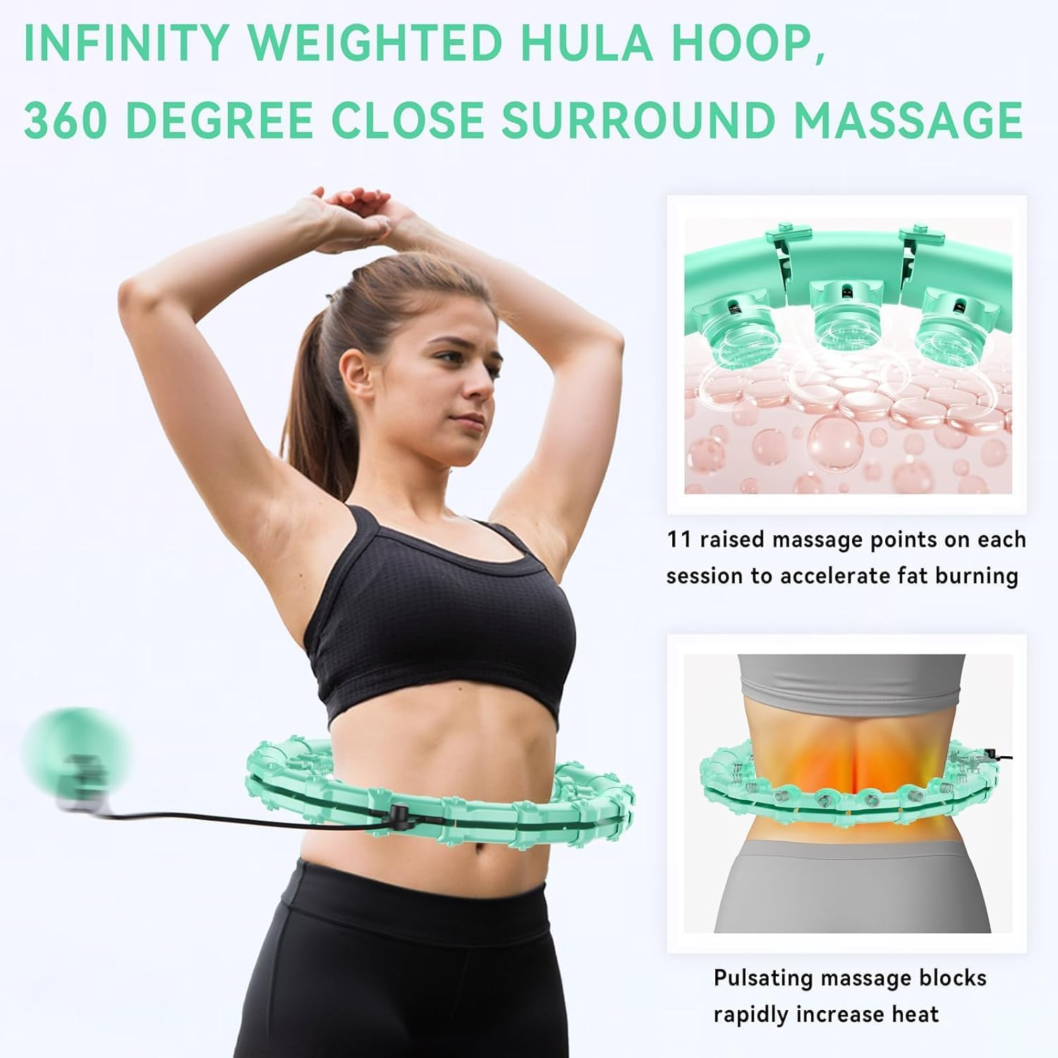 Weighted Hula Infinity Fitness Hoop for Adult Weight Loss, 2 in 1 Smart Fitness Workout Hula Circle Hoops with 32 Detachable Knots, Exercise Fit Hoop Suitable for Women and Beginners image number 1