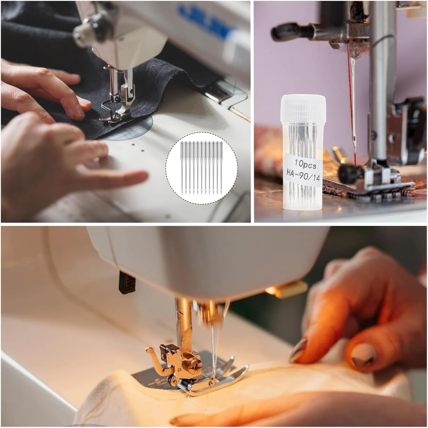 Taicols Sewing Machine Needles, 60 Pcs Universal Sewing Machine Needles, Sewing Needles, Heavy Duty Standard Needles for Singer, Brother, Janome, Varmax, Size 65/9, 75/11, 80/12, 90/14, 100/16, 110/18