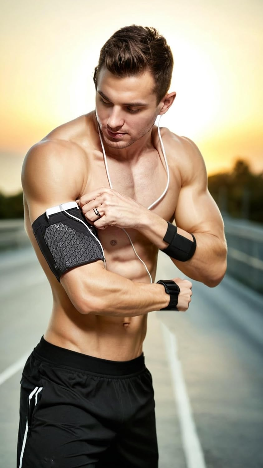 Sports Running Armband for Iphone X/8/7 Plus/7/6, Samsung Galaxy S9/S8/S7, Sony, LG HTC Lightweight and Comfortable Adjustable Arm Band Holder for Exercise and Workouts Black (L) image number 5