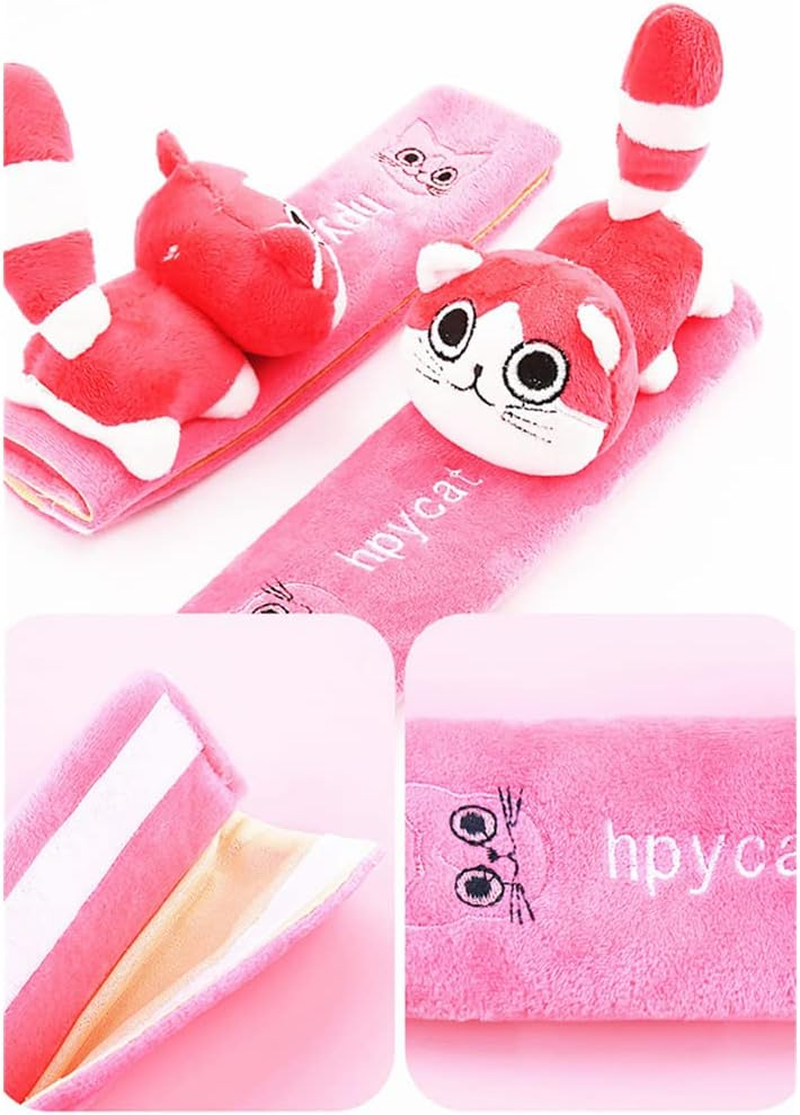 Katutude Car Seat Belt Cushion Car Seat Belt Strap Cover, Cute Animal Plush Shoulder Strap Pad Seat Belt Cover Adjustable Super Soft Belt Protector for Kids Adults, Brown Dog - Gray Dog image number 6