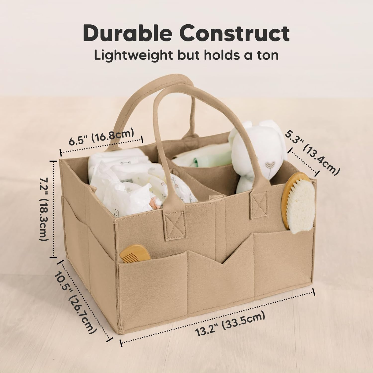 ZANZER All-In-One Diaper Caddy - Nursery & Car Storage Organizer, Portable Changing Table Essential, Baby Gift Basket for Boys & Girls (Taupe) image number 1