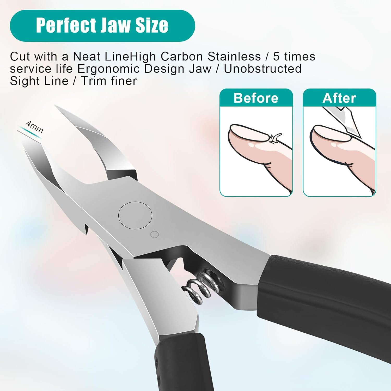 Diesisa Cuticle Trimmer,4Mm Jaw Extremely Sharp,Cuticle Clippers for Nails with Silicone Handle, Non-Slip,Professional Steel Cuticle Cutter,Trimmer Dead Skin Remover Stainless Cuticle Remover Tool image number 3