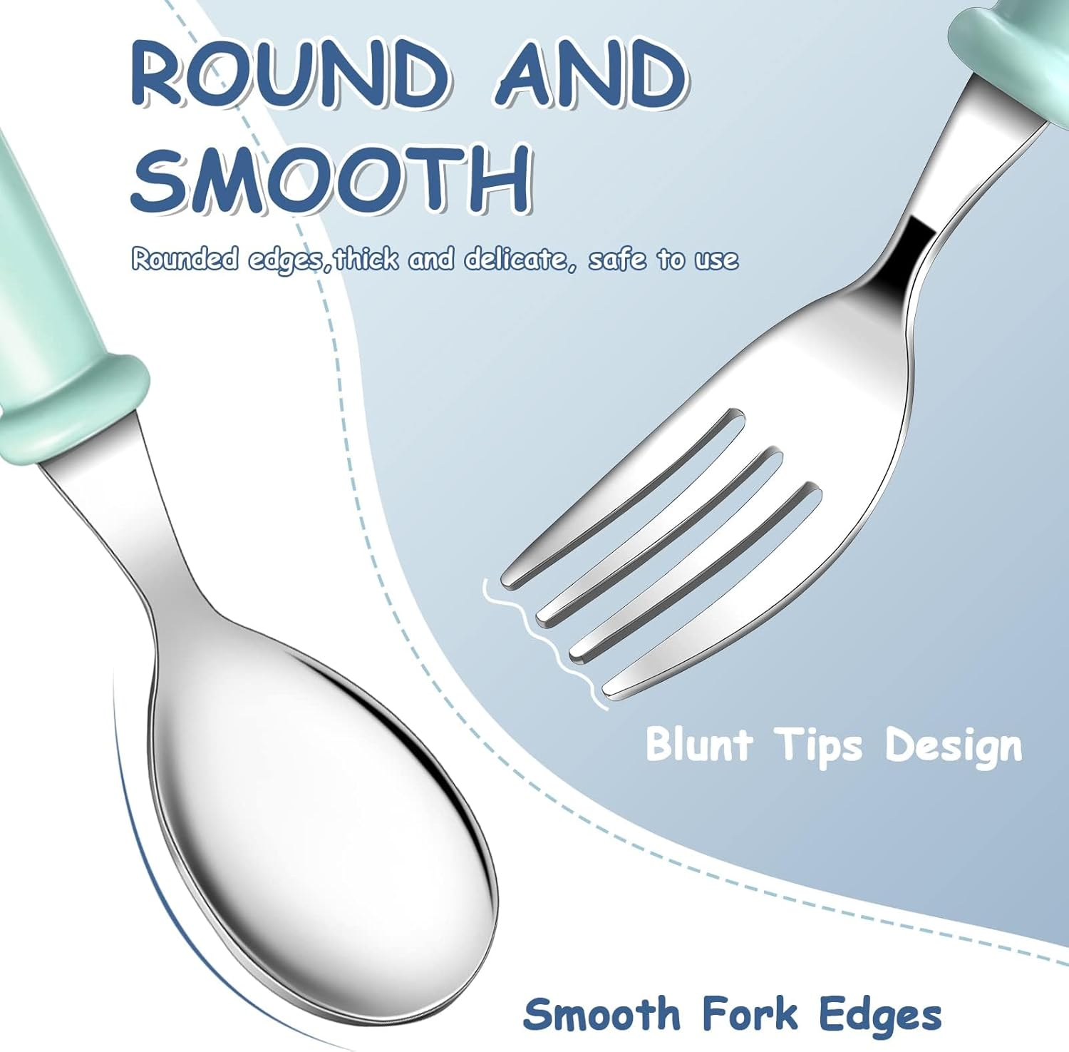 Sandinal 9 Pieces Toddler Forks Toddler Cutlery, Stainless Steel Baby Forks image number 4