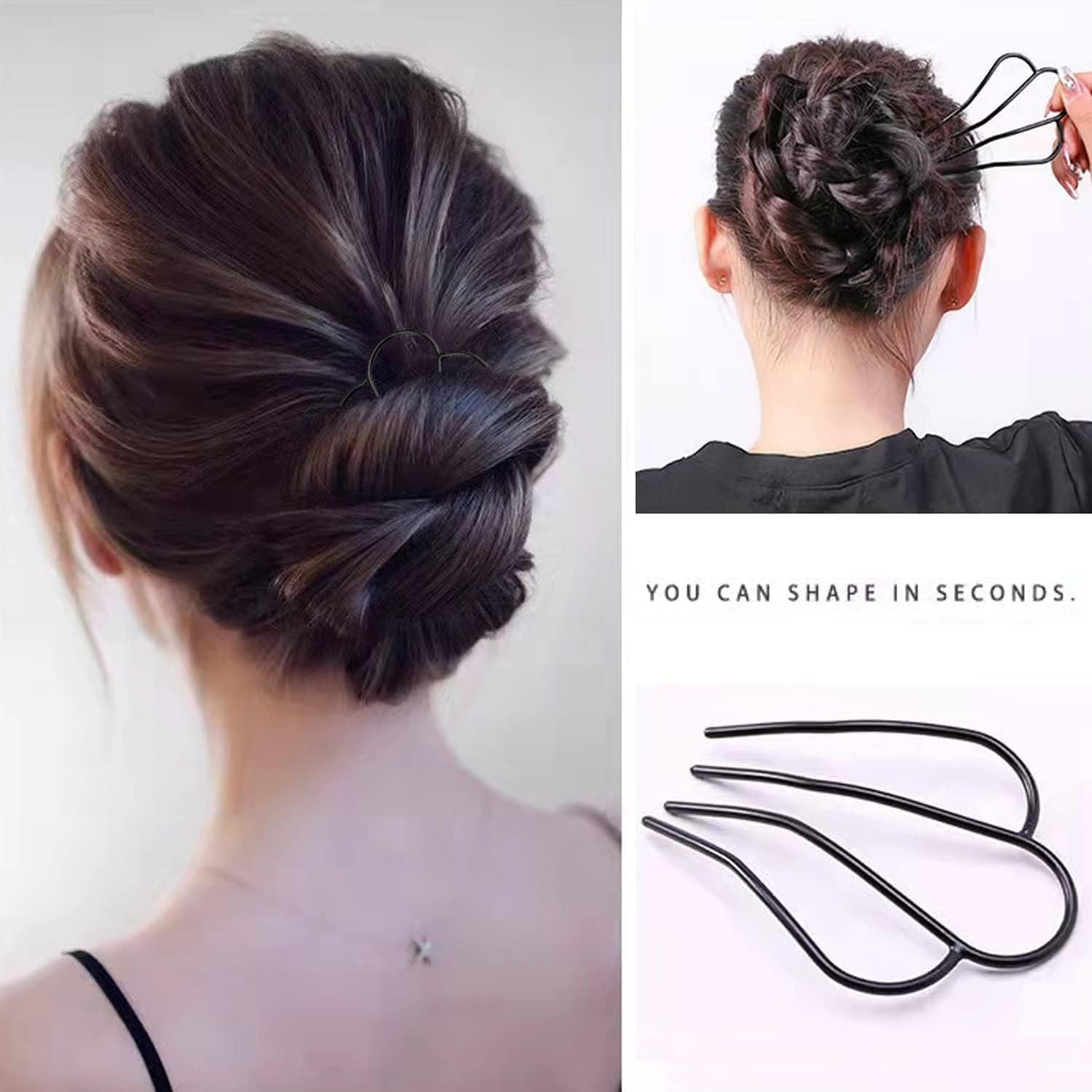 WEIPUER Pack of 4 Hair Fork Clip Vintage Hair Side Combs U Shape Teeth Alloy Colour Hairpin Stick Women Hair Styling Tool Accessories image number 3