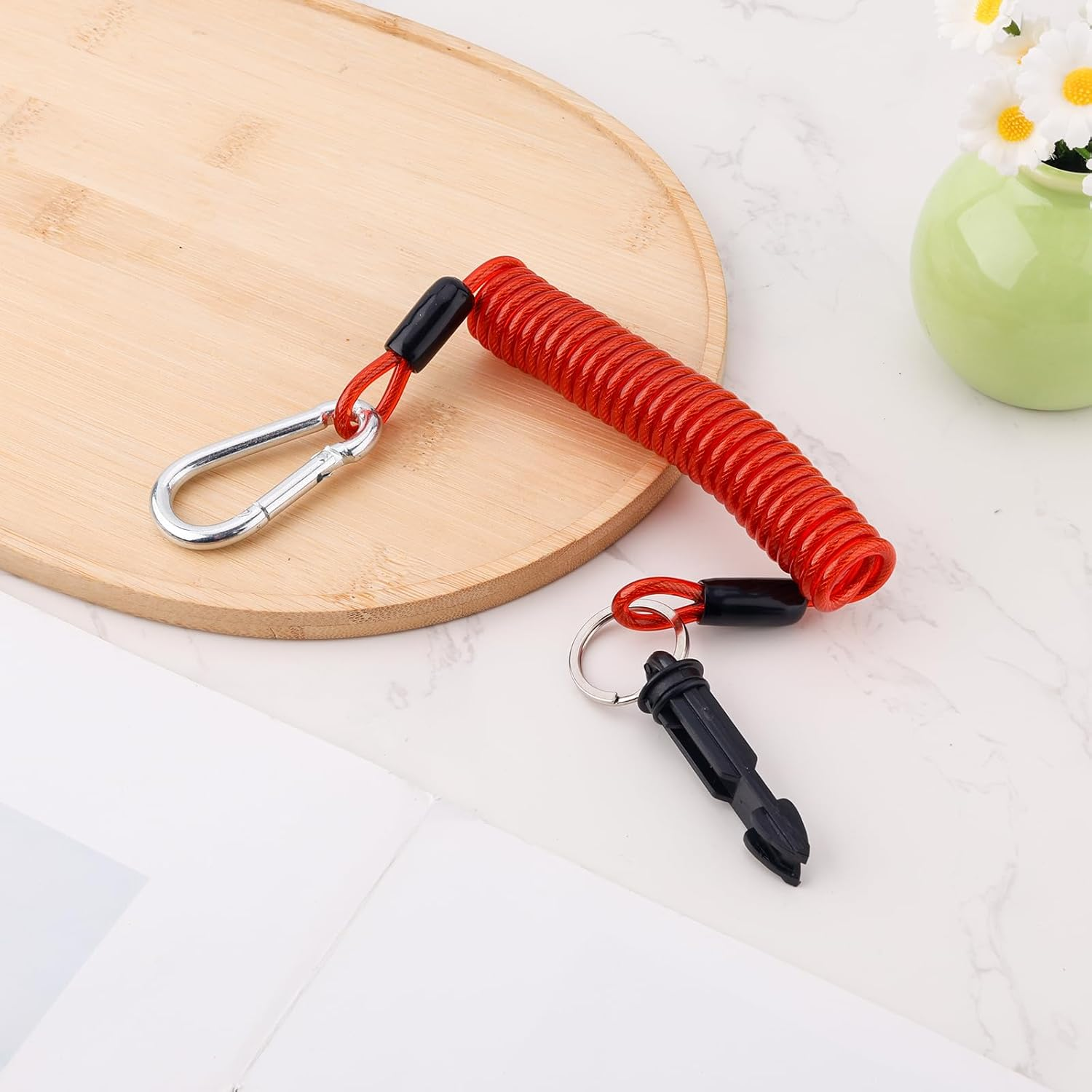 Gosknor Trailer Brake Away Cable, 6Ft High Rebound Spring Breakaway Coiled Cable Strap Trailer Emergency Brake Wire Camper Safety Breakaway Cable for RV Towing Trailer Emergency Camper ﻿ image number 3