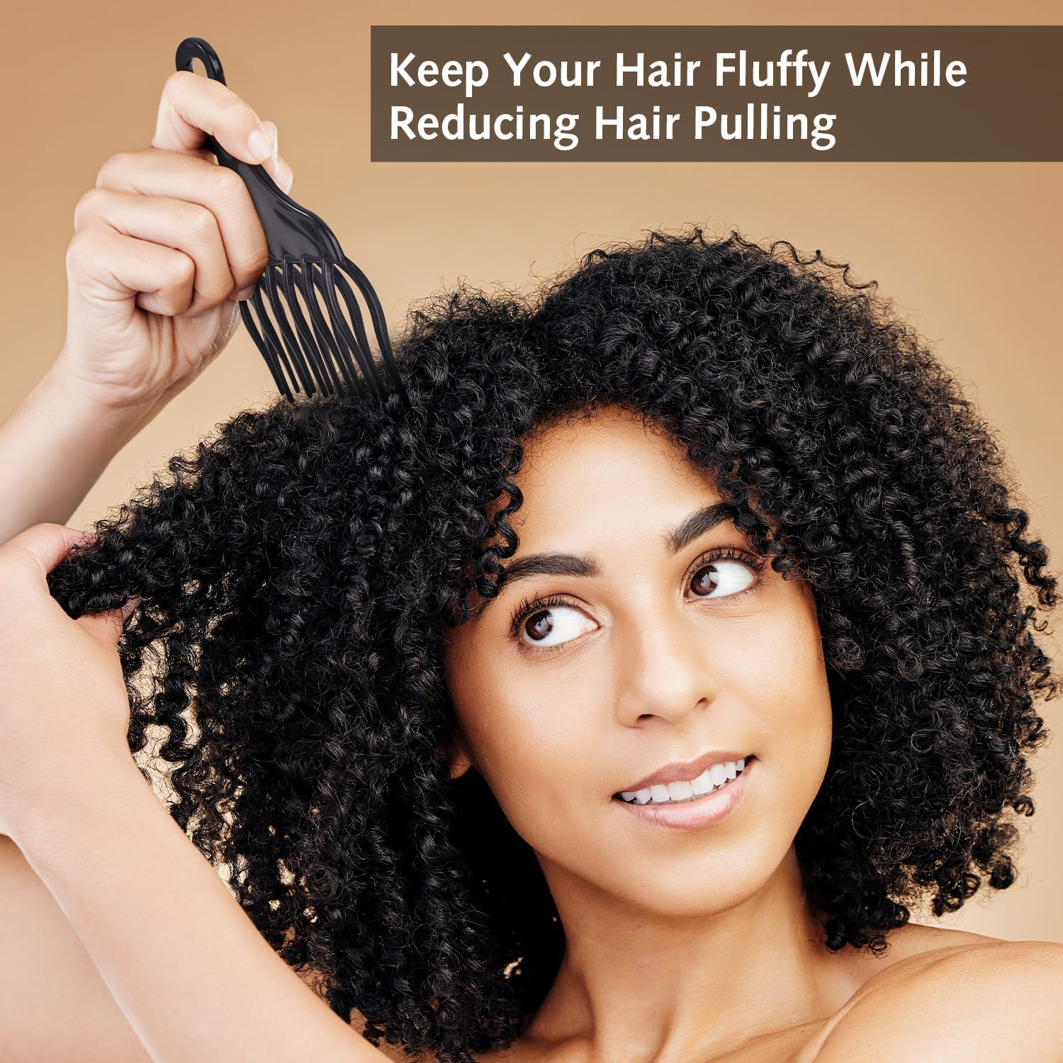 2 Pcs Afro Comb for Curly Hair Afro Pick Hair Pick Comb Pick Hair Comb Plastic Wide Teeth Comb Double Fist Pick Large and Small Afro Pick Comb for Hair Styling Detangle Wig Braid image number 4