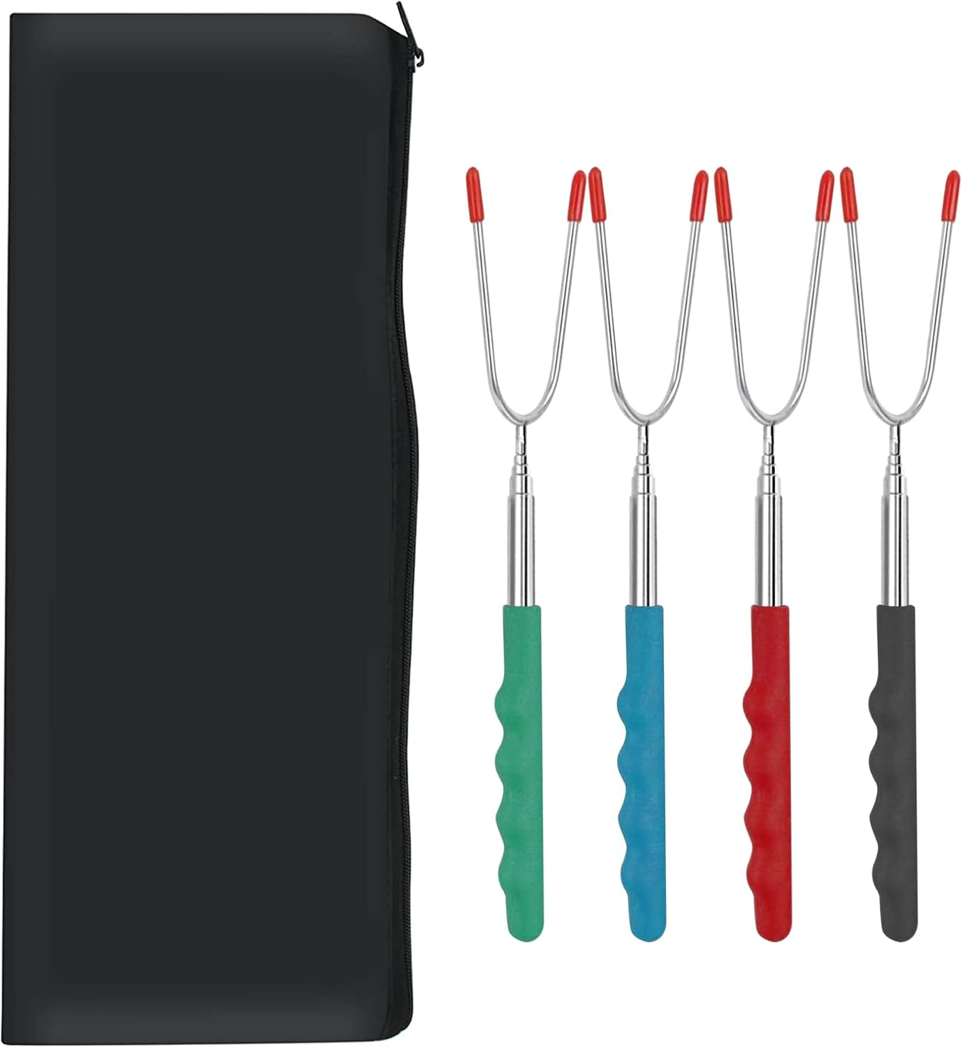 Barbecue Forks-4 Pack Marshmallow Roasting Sticks Extendable Stainless Steel 27 Inch U Shape Hot Dog Fork Marshmallow Toasting Fork with Handle Grilling Skewers for Fire Pit and BBQ Campfire Party image number 4