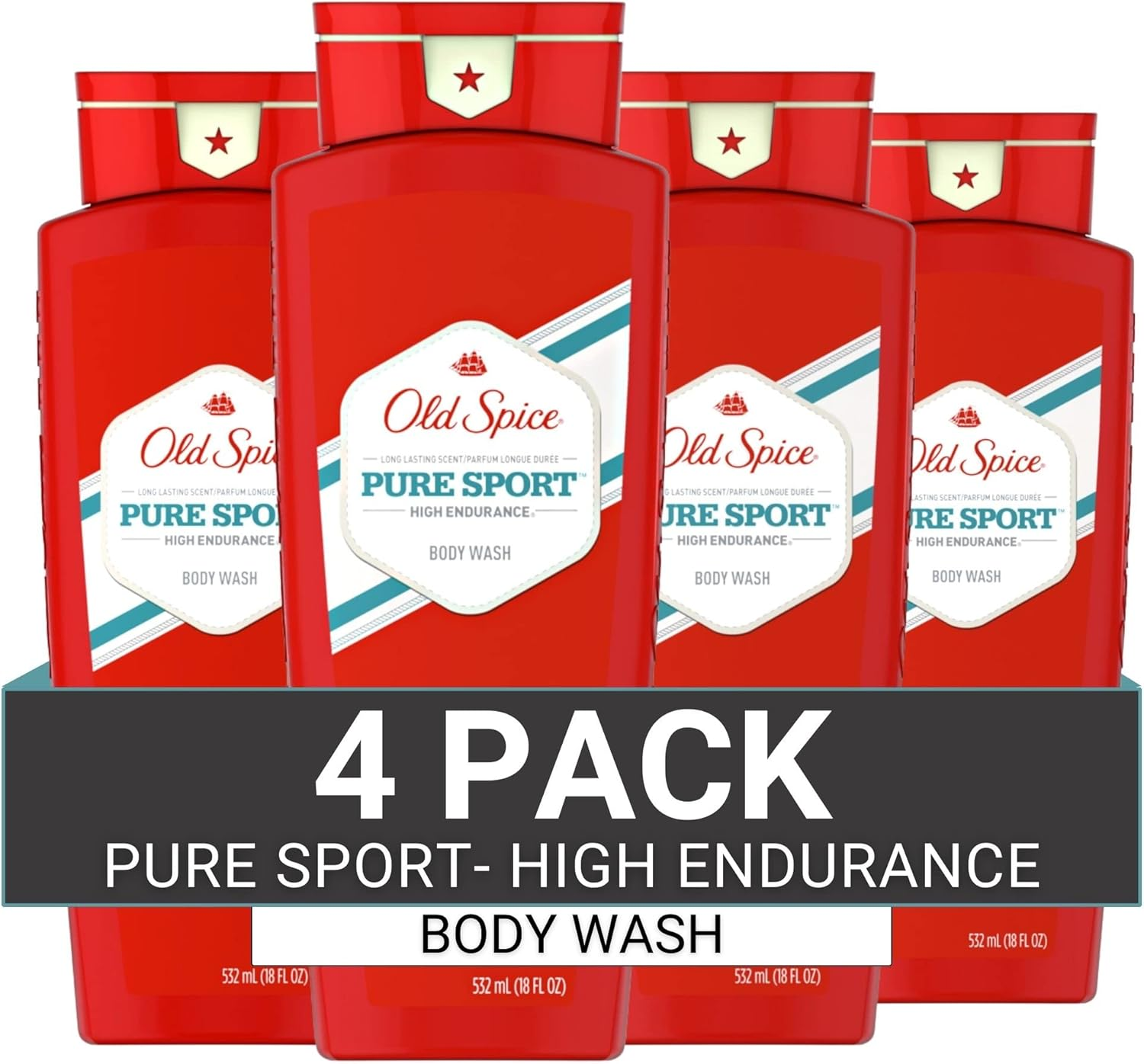 Old Spice High Endurance Pure Sport Scent Men'S Body Wash 18 Fl Oz (Pack of 4)