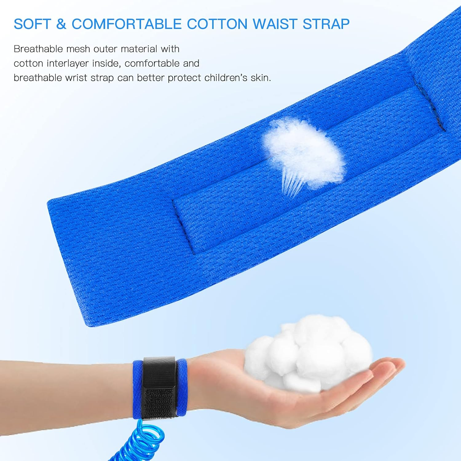 Anti Lost Wrist Link for Toddlers, Safety Toddler Leash, Child Leash, Wrist Leash for Babies and Kids, Children'S Safety Wristband for Outdoor, Family Travel(8.2Ft/2.5M,Blue) image number 4