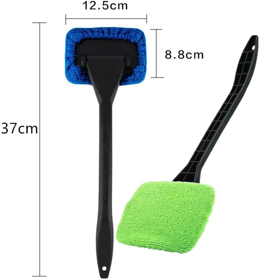Car Windshield Cleaner, Microfiber Car Window Cleaning Tool, Car Windshield Cleaning Tool, Auto Window Cleaner, with 2 Detachable Handle, 10 Reusable Microfiber Pads