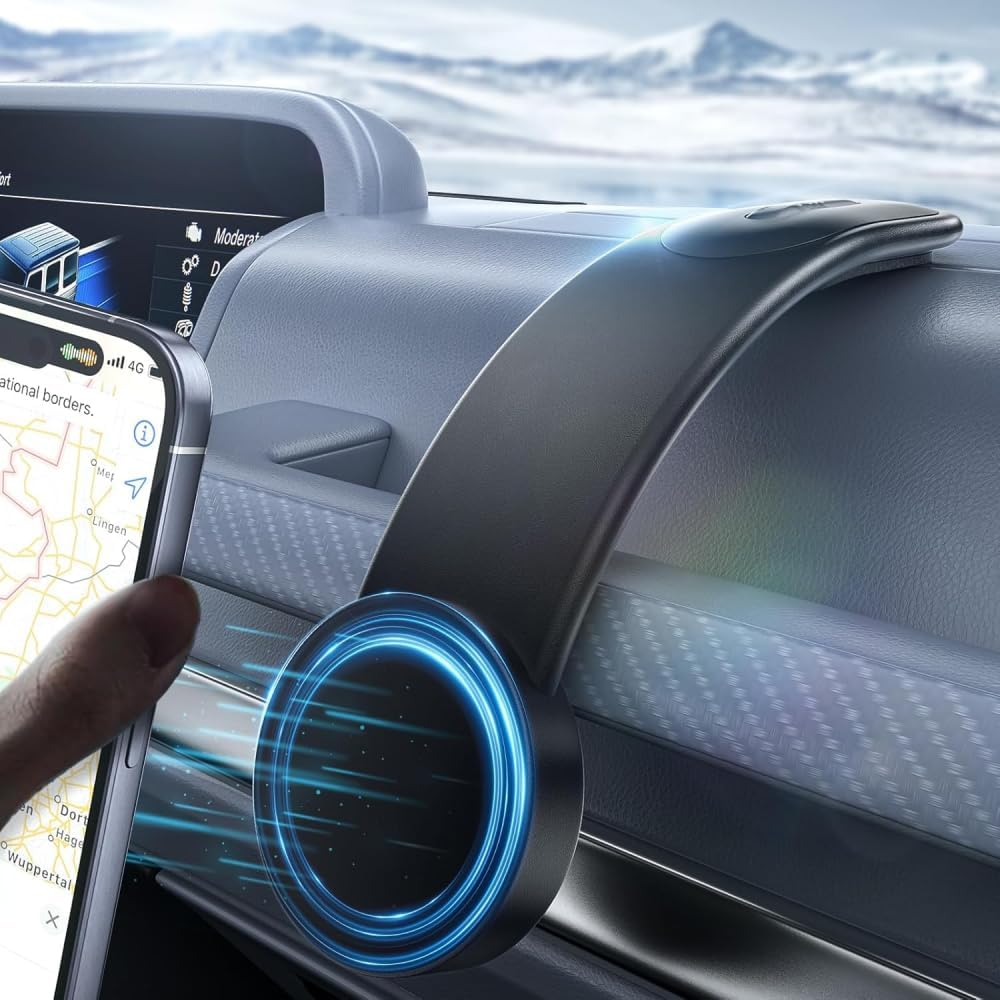 Car Mount Bendable, Detachable Aluminum Arm Magnetic Car Phone Holder [16 Strong Magnets], Wireless Dashboard Car Phone Mount for Iphone 16/15/14/13/12 Series Safe Mini Accessory image number 4