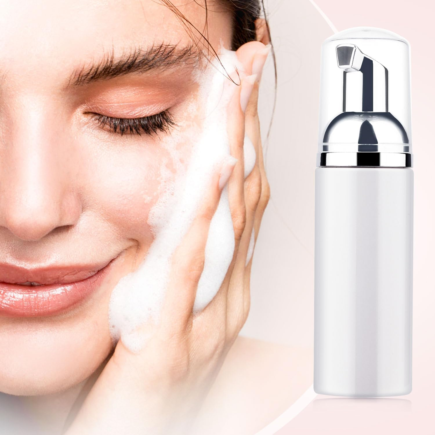 Foam Pump Bottle 60Ml Lash Soap Dispenser Bottle Travel 5Pcs Empty Plasitc Refillable Mini Bottle for Hand Soap Shampoo Lash Cleanser Foam Bottle image number 2