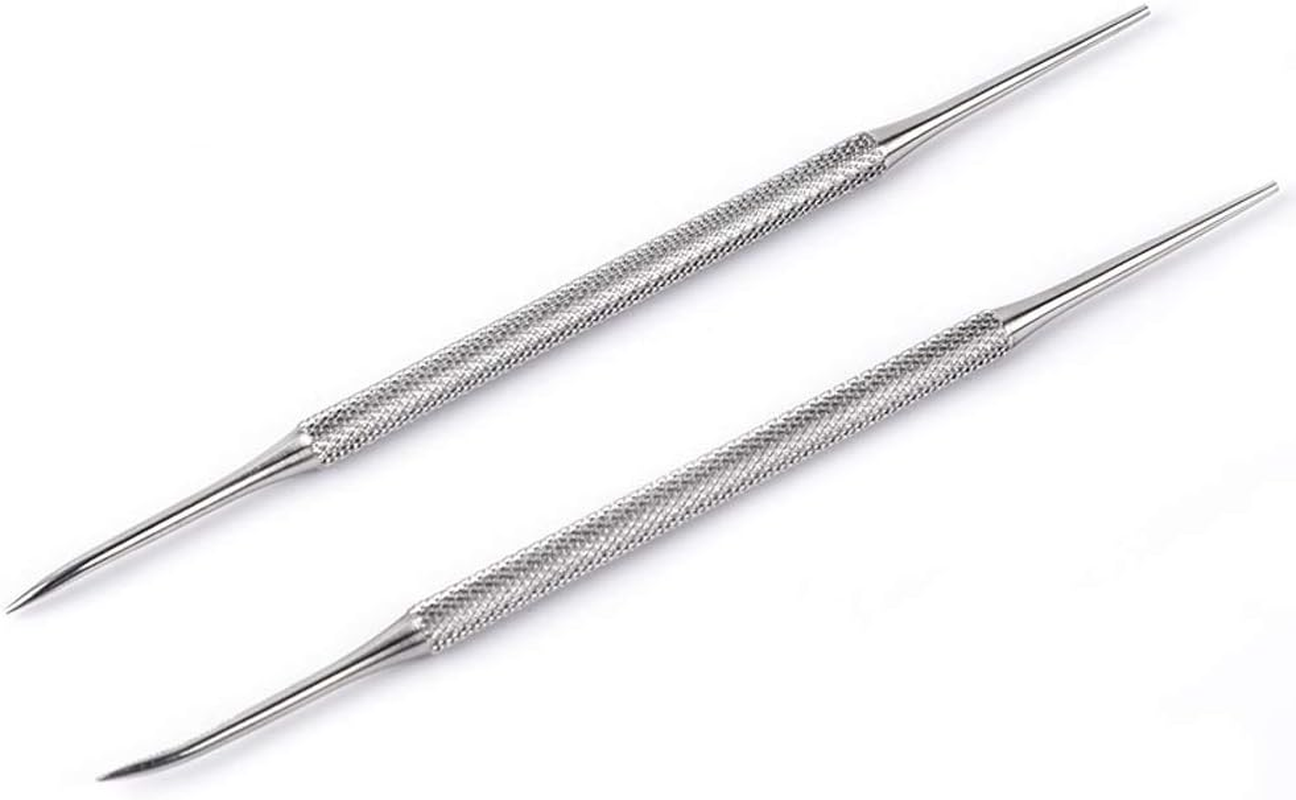 2Pcs Stainless Steel Nail Groove Dirt Pick Double Head Toenail Remover Pusher File Cuticle Pedicure with Non Slip Hand Toenail Pick Tool Accessories image number 1