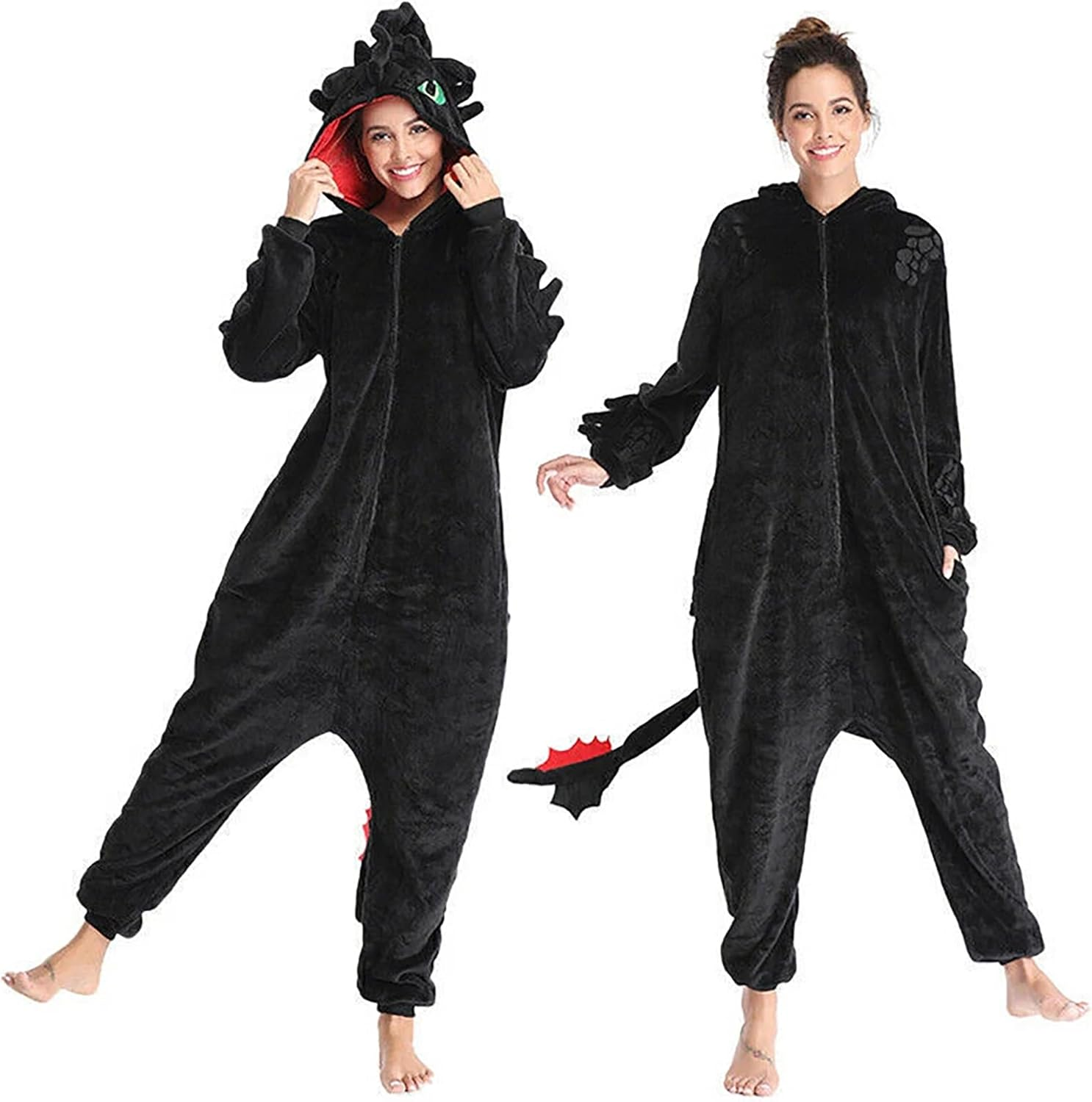 Men Women Pajamas Dragon Animal Shoes Onesie Cosplay Costume Christmas Halloween Pajamas Zipper Jumpsuit