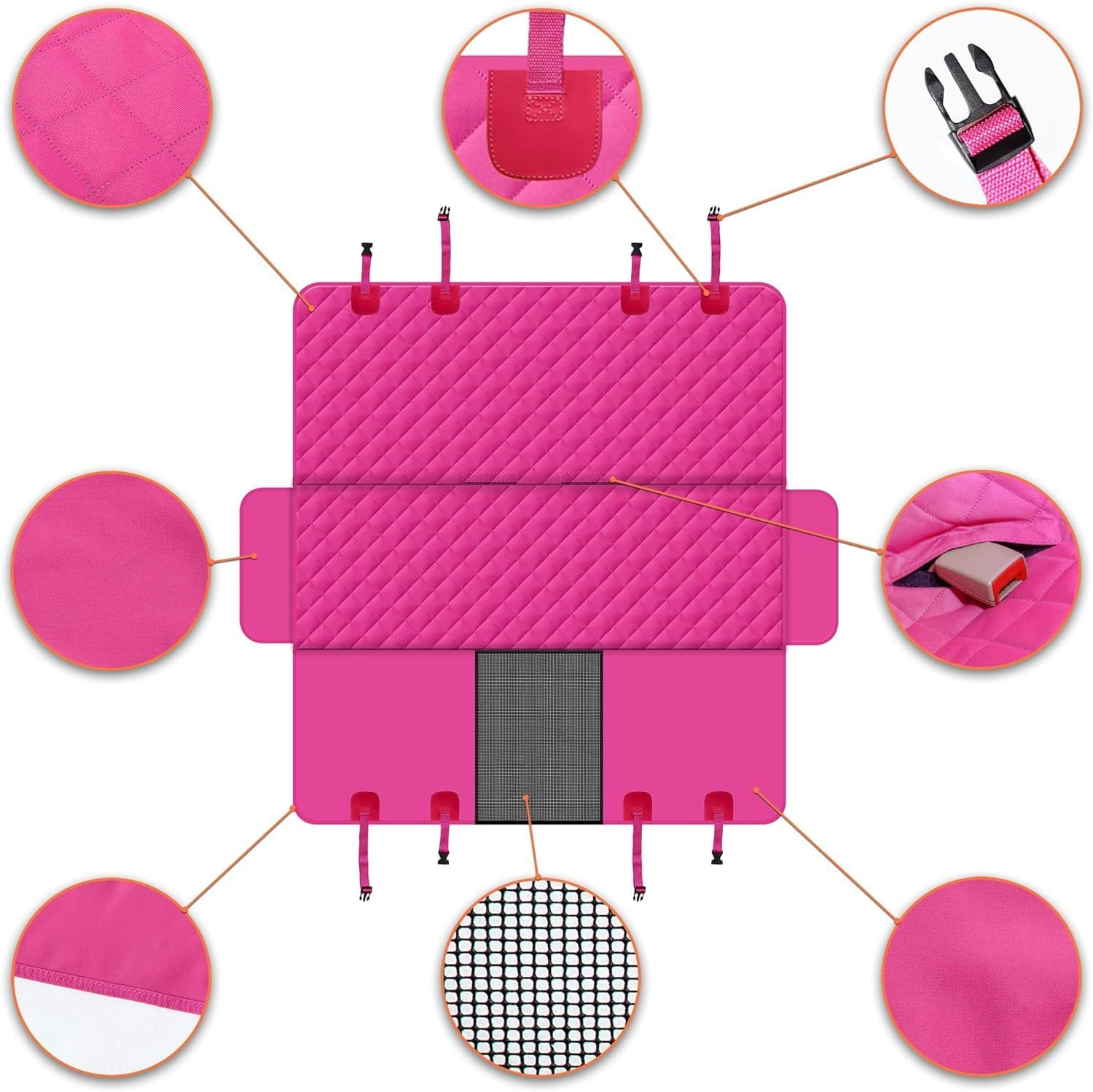 GXT Dog Back Seat Cover Protector for Cars SUV and Trucks with Mesh Window, Scratchproof Nonslip and Waterproof Material(Pink) image number 5