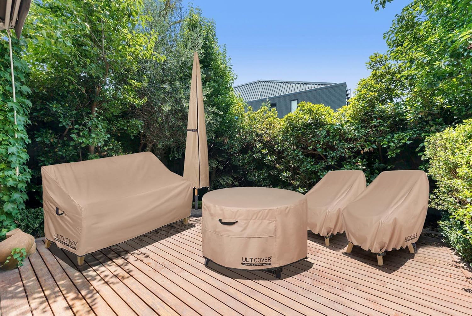 ULTCOVER Waterproof Patio Chair Cover &ndash; Outdoor Lounge Deep Seat Single Chair Cover 2 Pack Fits up to 28L X 30W X 32H Inches image number 1