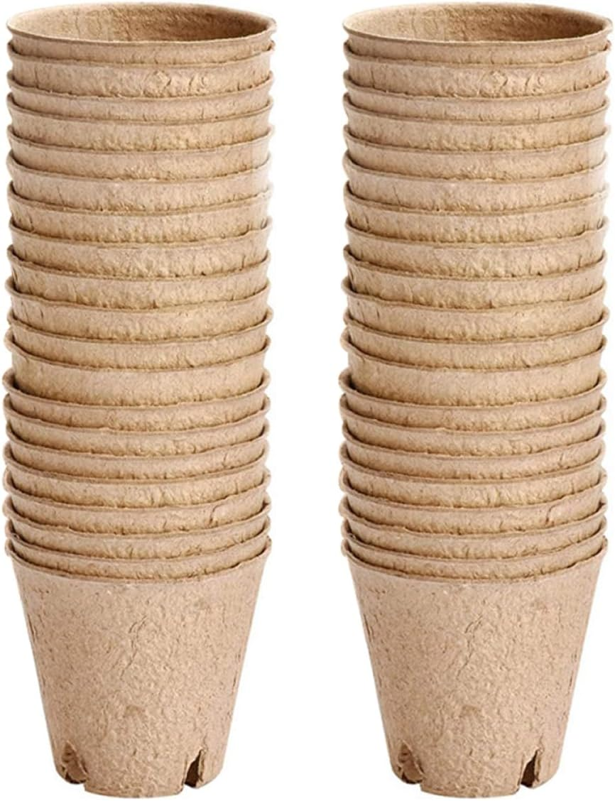 INOOMP 50Pcs Garden Nursery Pots round Seedling Trays Paper Planting Trays for Indoor Plants Seed Starting Supplies image number 4