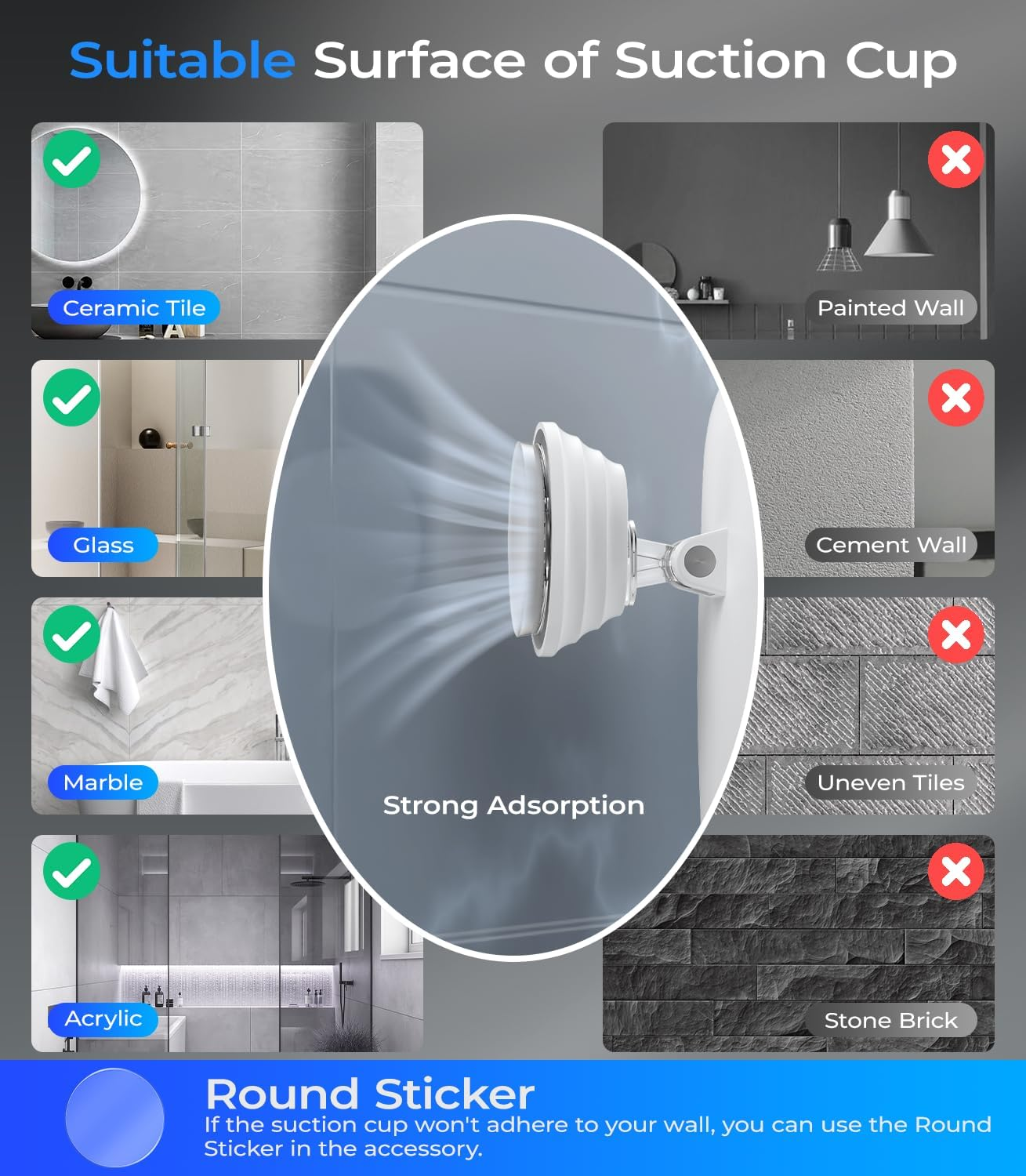 Gospire Fogless Heated Shower Mirror for Shaving, 5000 Mah Rechargeable Illuminated Shower Razor Mirror with Razor Holder, Removable & No Drilling, Bathroom Mirror with Suction Cup (White)