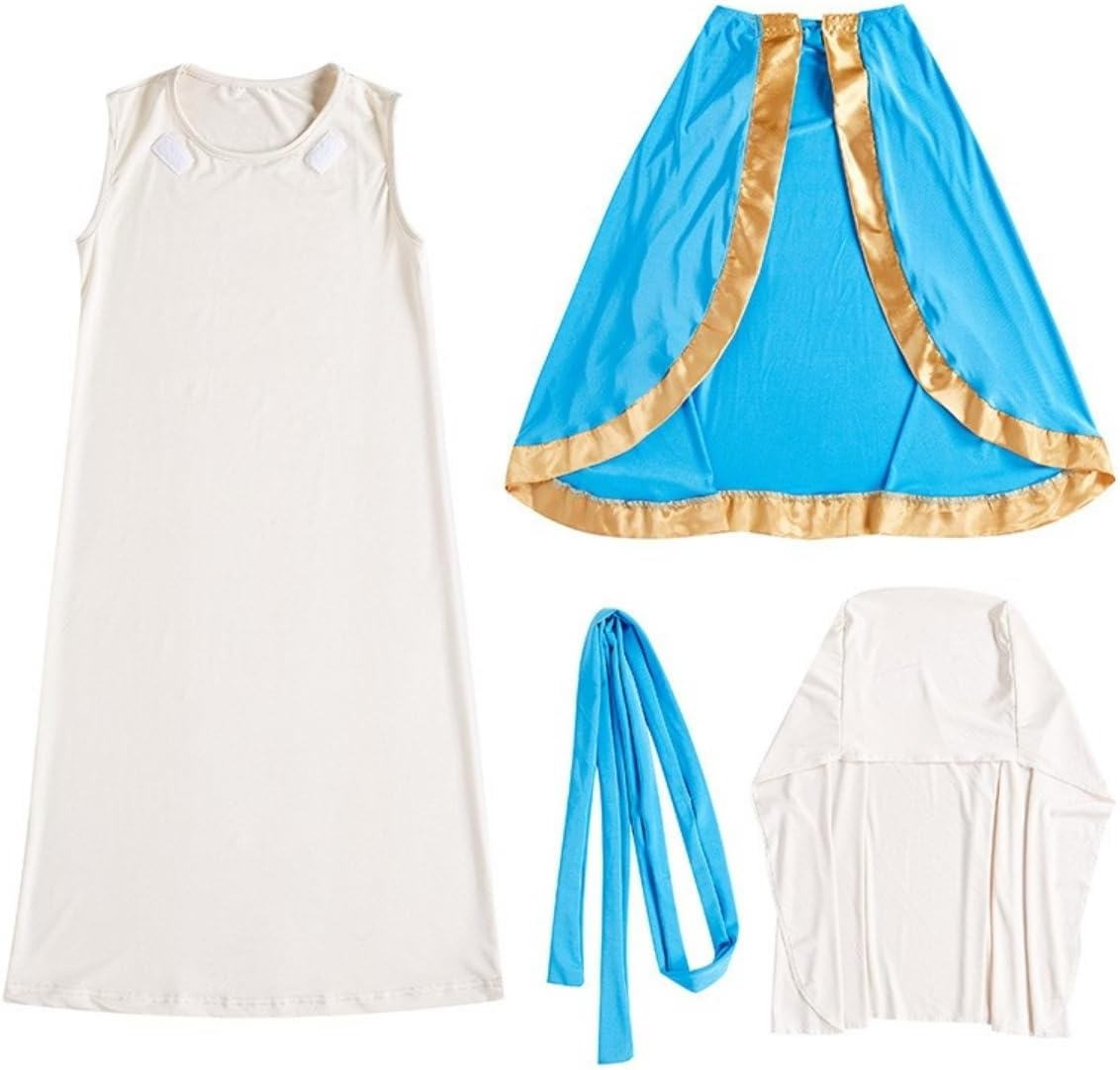 Costume Bay Virgin Mary Religious Biblical Robe Costume Cosplay Halloween Religious Celebrations Christmas Dress up White Blue Parties Cultural Events image number 5