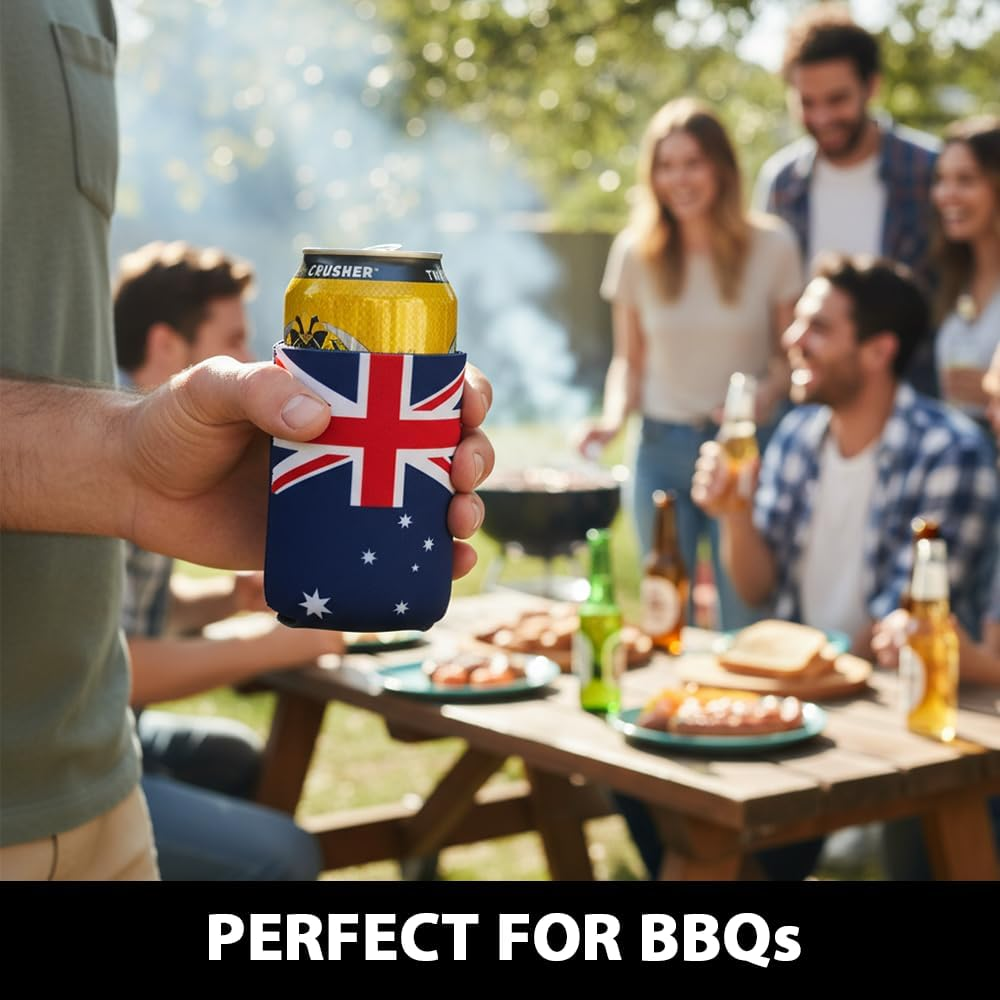 Stubby Holders Australian Flag Can Coolers (8 Pack) - Premium Neoprene Insulated Drink Sleeves for 330Ml Cans & Beer Bottles - Perfect for Bbqs, Camping & Aussie Gifts image number 4